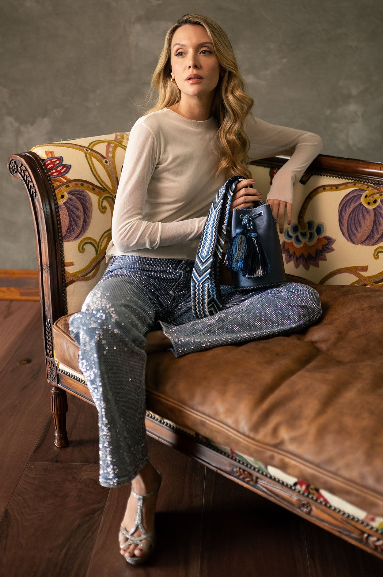 APÜNÜ BUCKET BAG SMALL / METALLIC NAVY / GRAY #120045