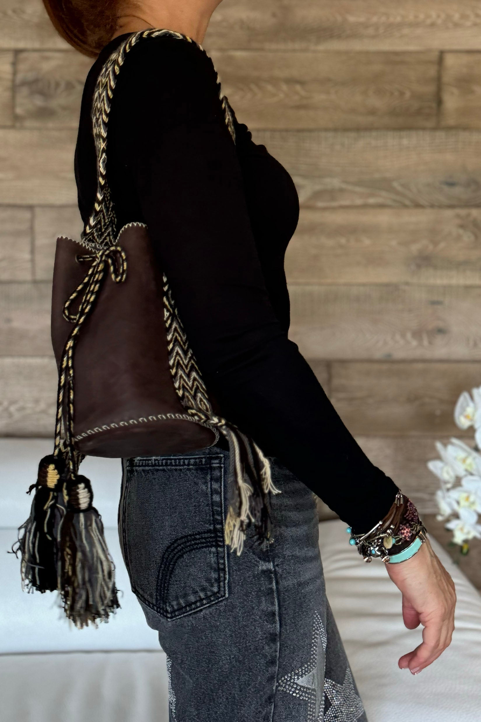 APÜNÜ BUCKET BAG SMALL / DRK BRW - DRK GRAY #150002