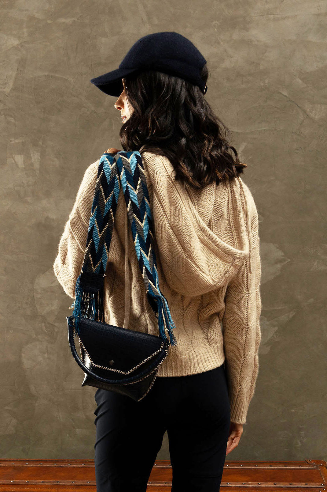 PIAMA TOTE BAG X-SMALL / CROCO NAVY - NAVY  #340016