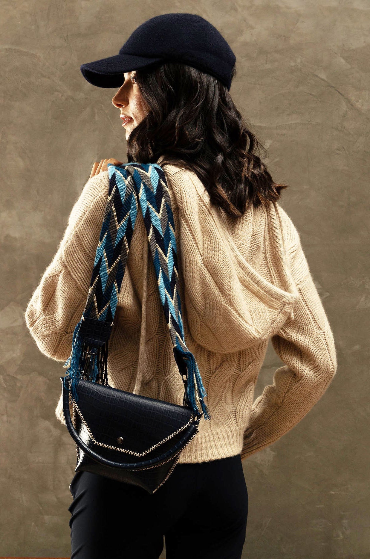 PIAMA TOTE BAG X-SMALL / CROCO NAVY - NAVY  #340016