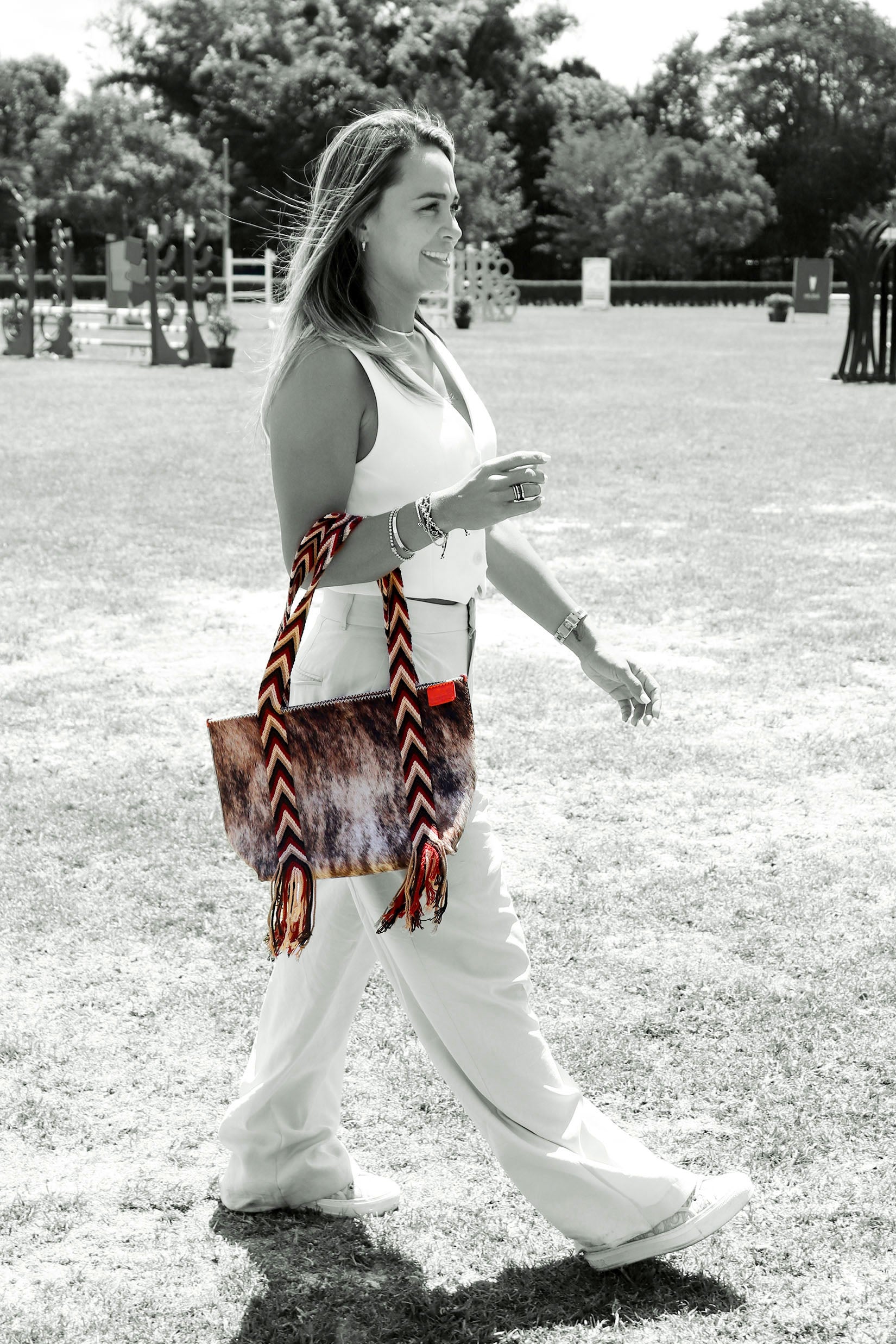 PIAMA TOTE BAG MEDIUM FURRY / TAUP&WHI - DRK COL BRW #190005