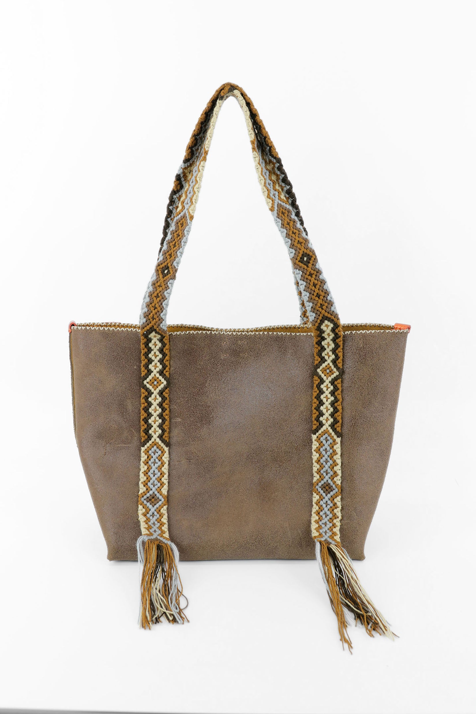 PIAMA TOTE BAG MEDIUM / BROWN -  MUSTARD #180008