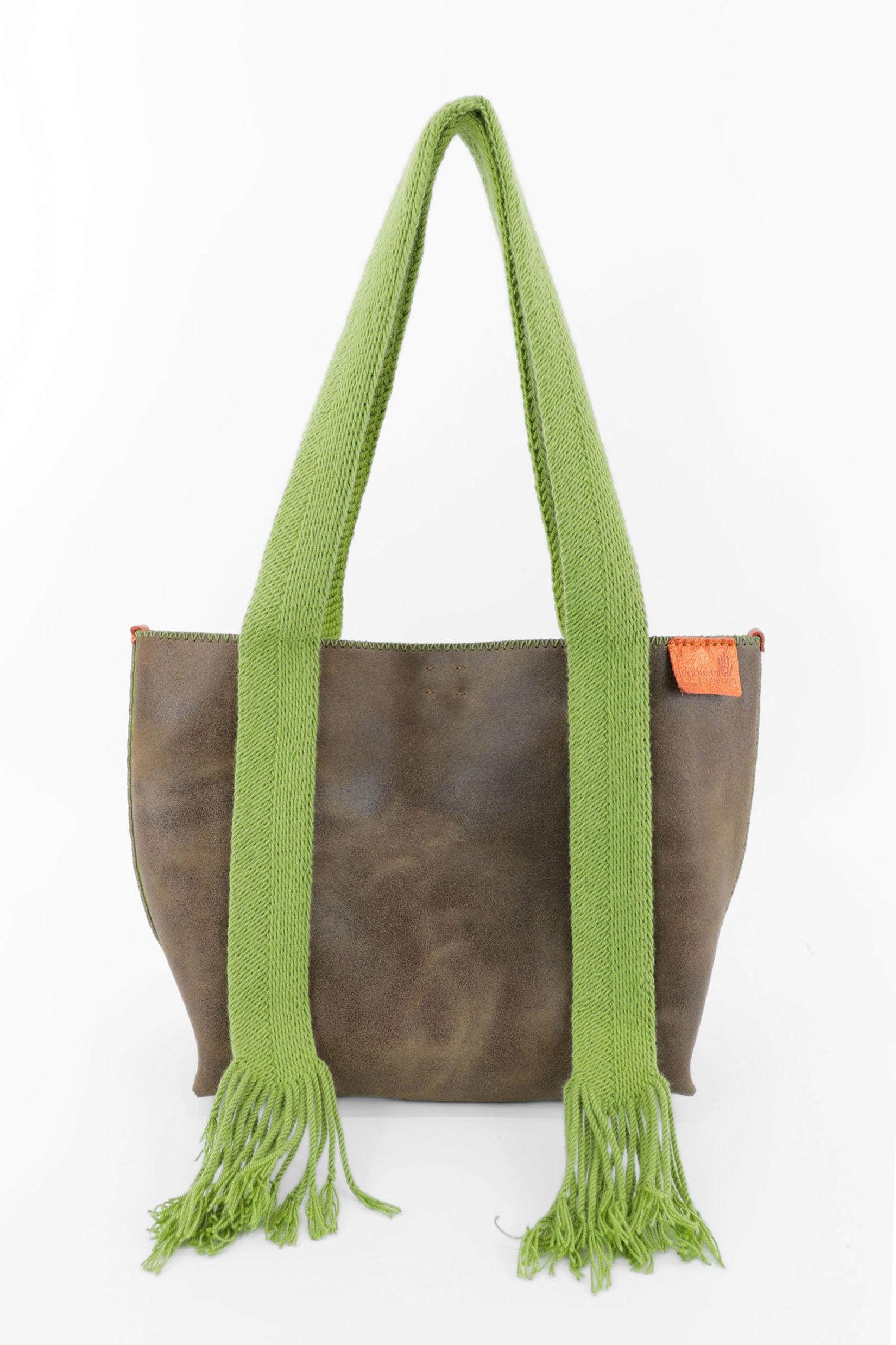 PIAMA TOTE BAG MEDIUM / BRW -  APPLE GREEN #180013