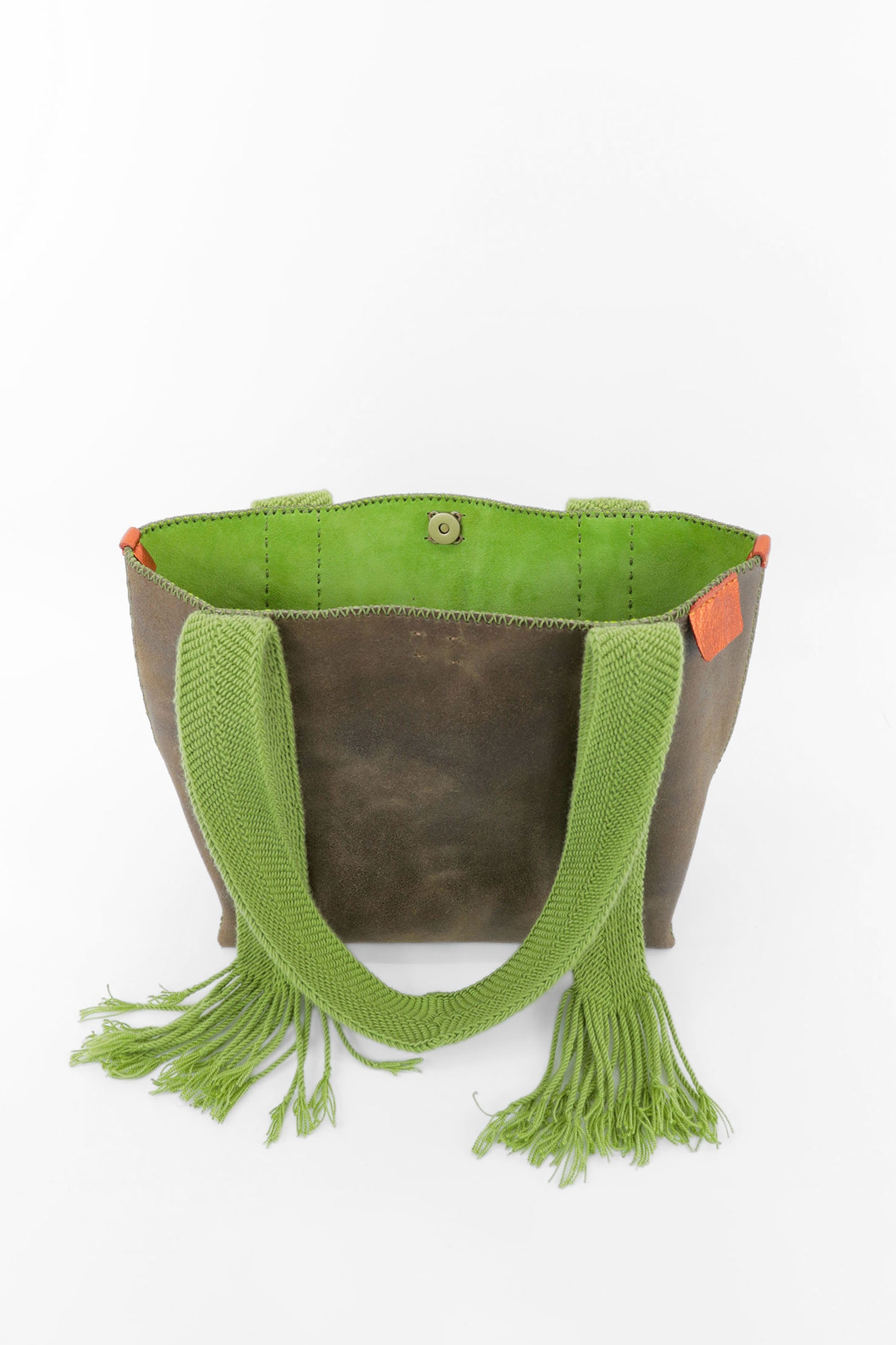 PIAMA TOTE BAG MEDIUM / BRW -  APPLE GREEN #180013