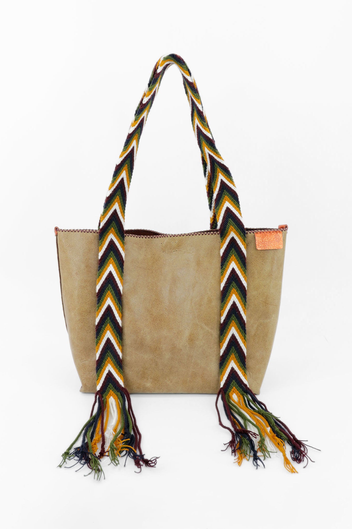 PIAMA TOTE BAG MEDIUM / DISTR CAMEL -  BURGUNDY #180004