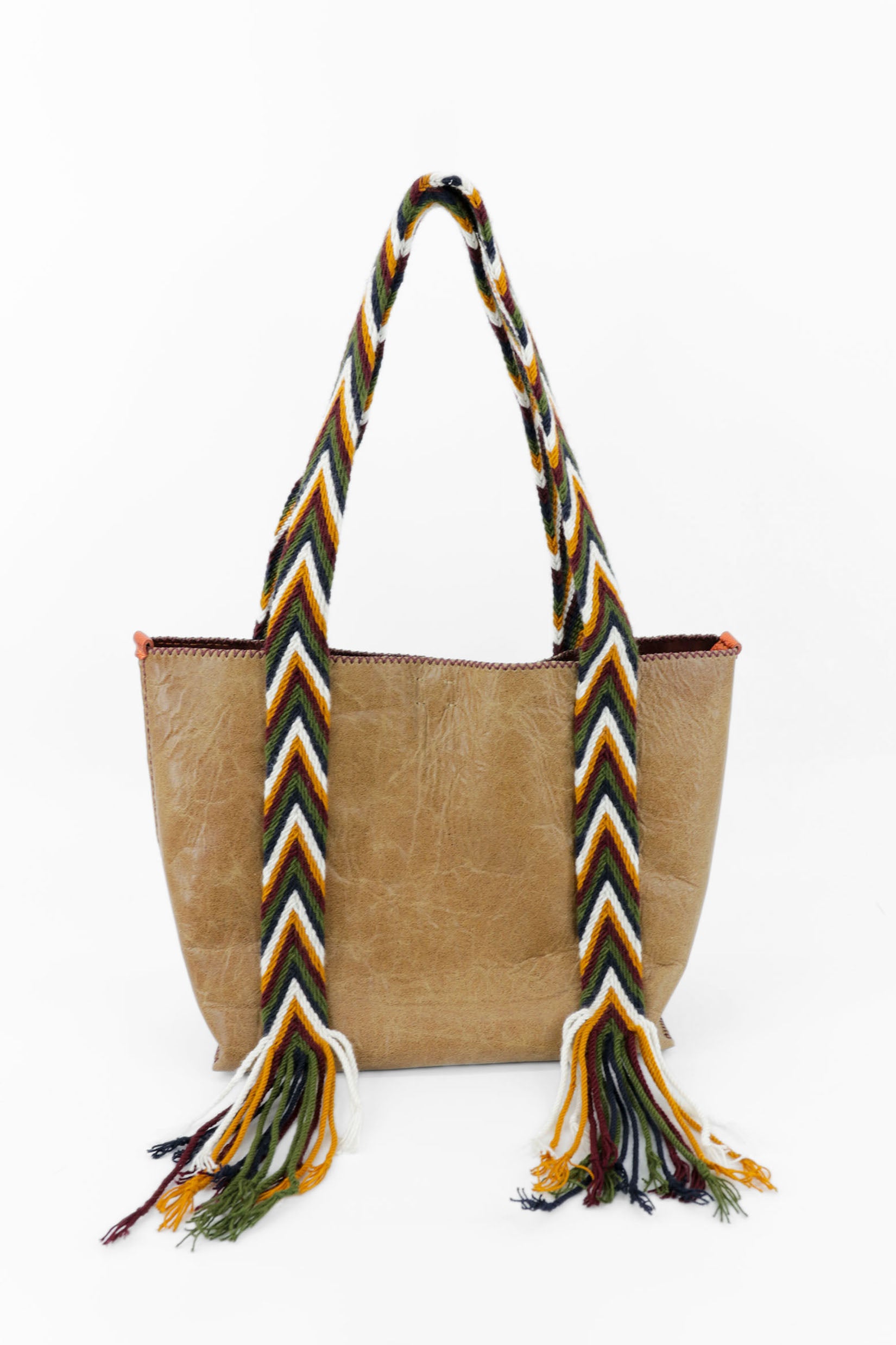 PIAMA TOTE BAG MEDIUM / DISTR CAMEL -  BURGUNDY #180004