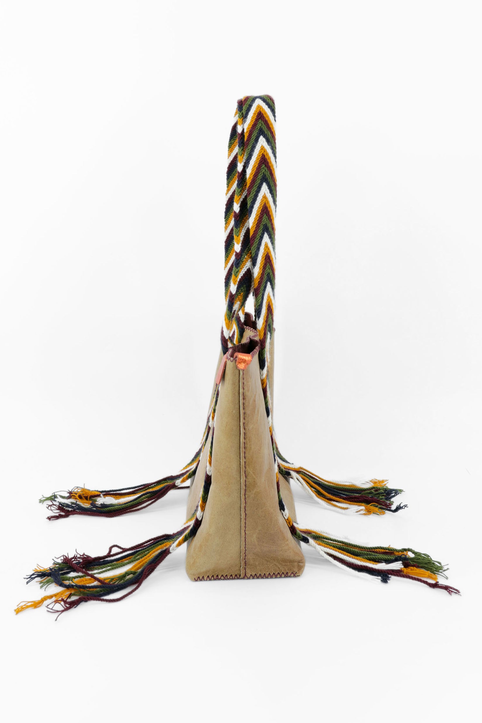 PIAMA TOTE BAG MEDIUM / DISTR CAMEL -  BURGUNDY #180004