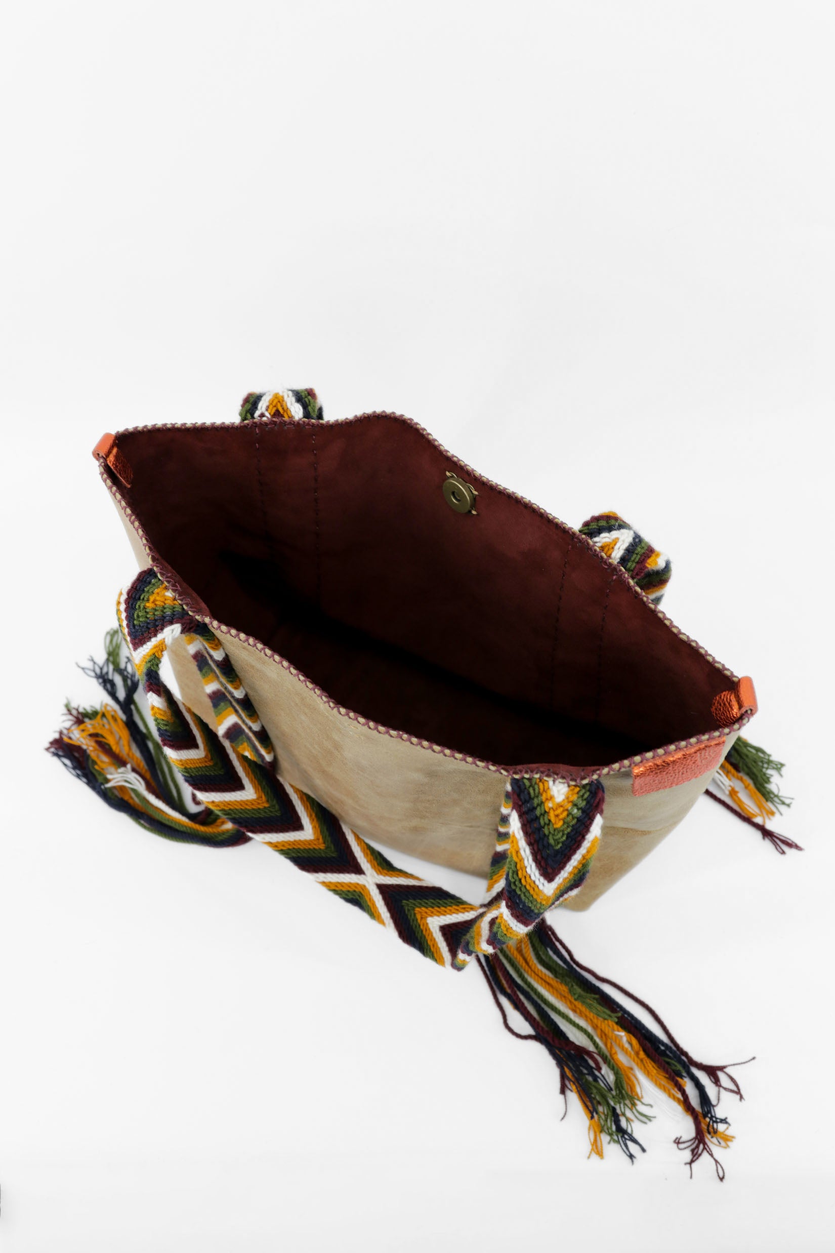 PIAMA TOTE BAG MEDIUM / DISTR CAMEL -  BURGUNDY #180004