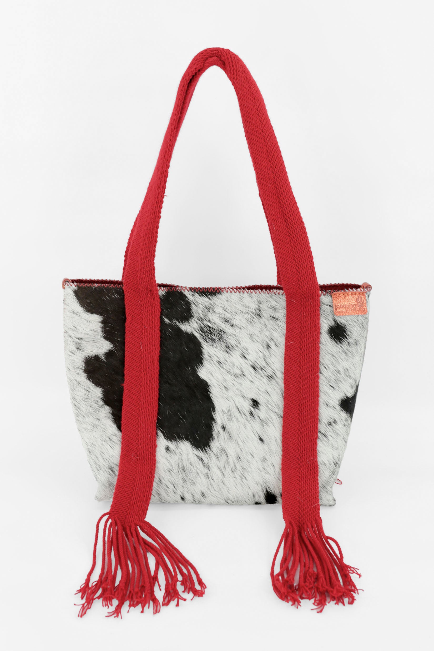 PIAMA TOTE BAG MEDIUM FURRY / BLK&WH - RED #190001