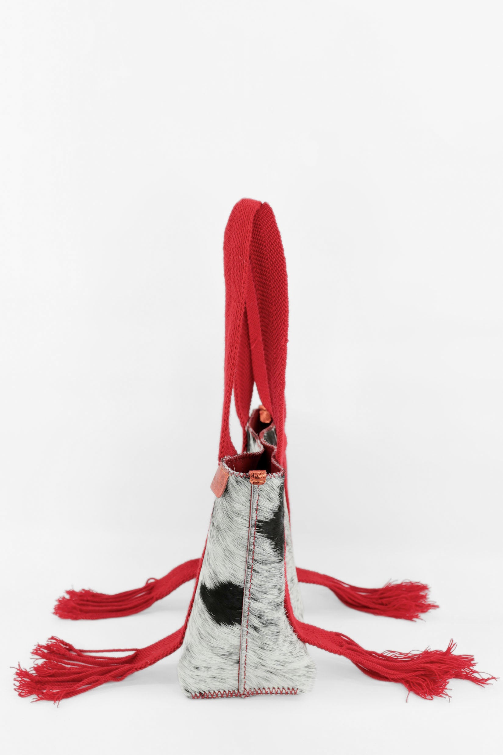 PIAMA TOTE BAG MEDIUM FURRY / BLK&WH - RED #190001