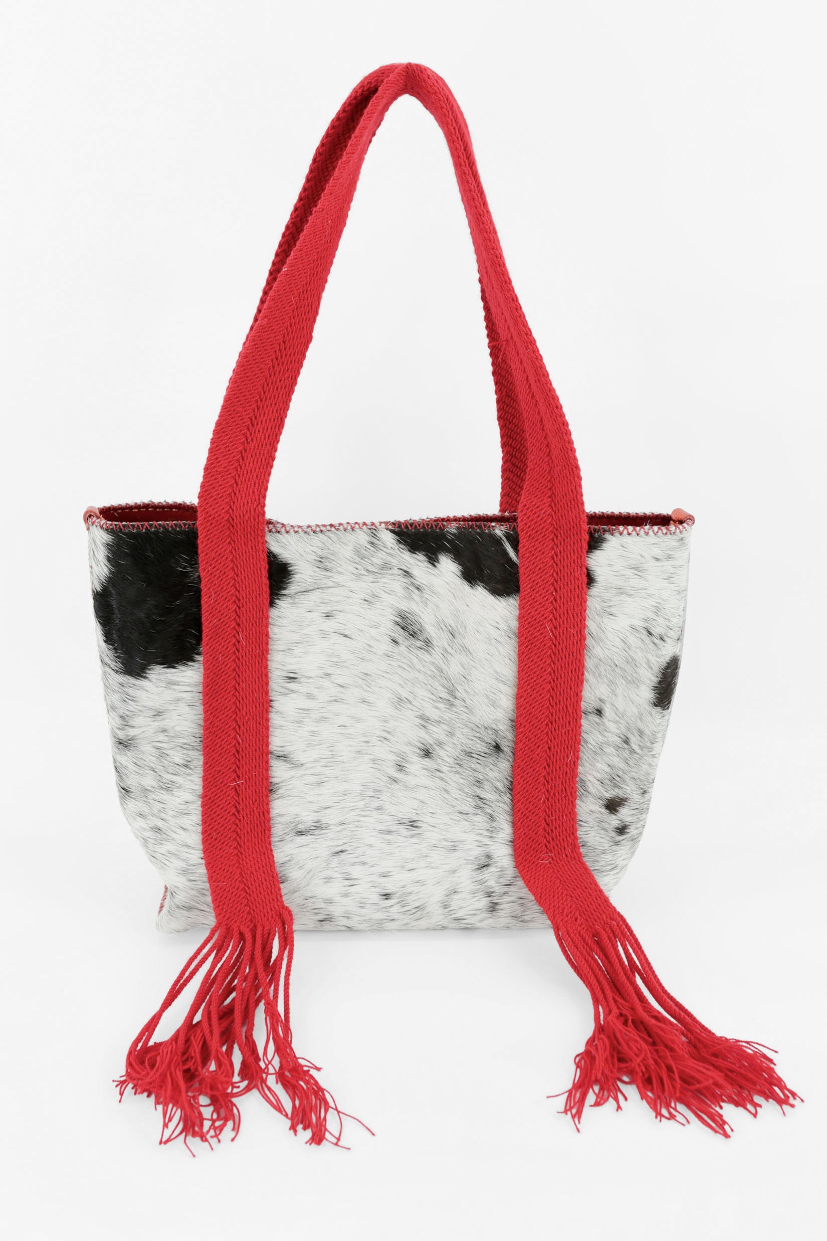 PIAMA TOTE BAG MEDIUM FURRY / BLK&WH - RED #190001