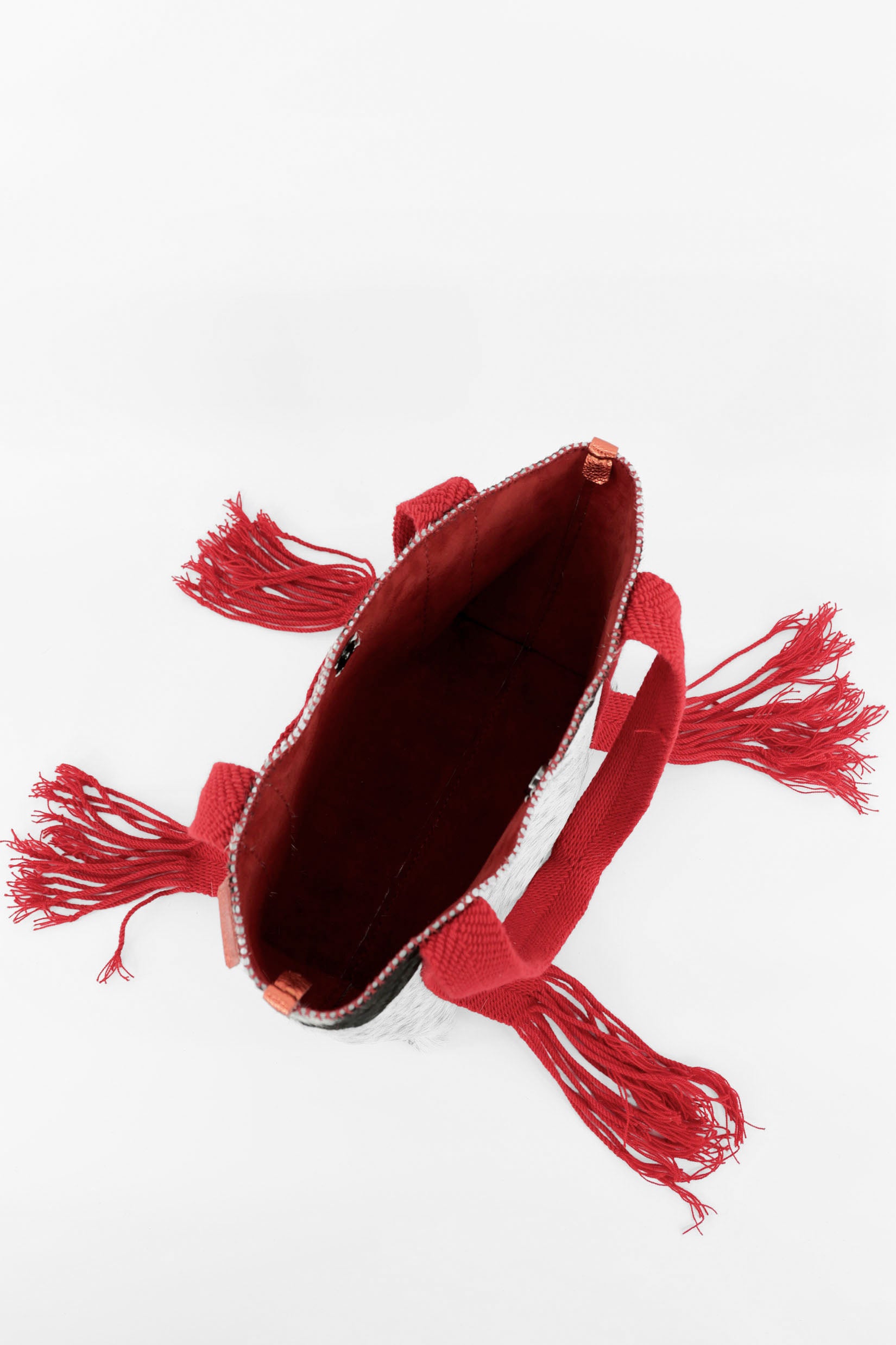 PIAMA TOTE BAG MEDIUM FURRY / BLK&WH - RED #190001