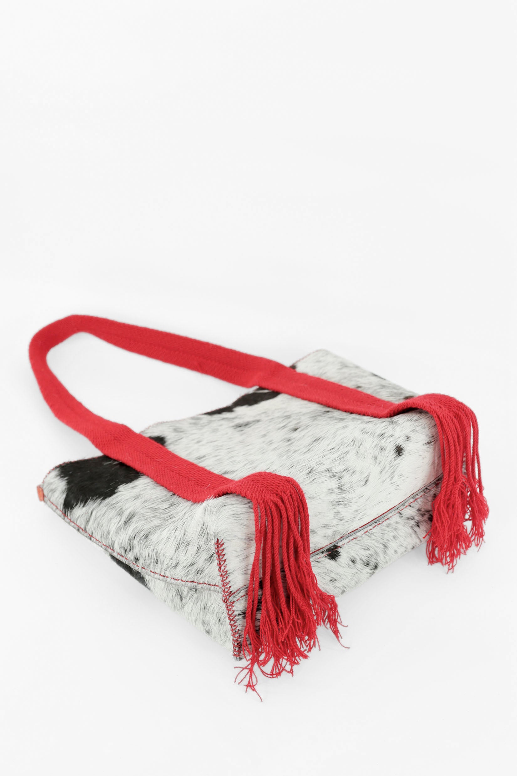 PIAMA TOTE BAG MEDIUM FURRY / BLK&WH - RED #190001