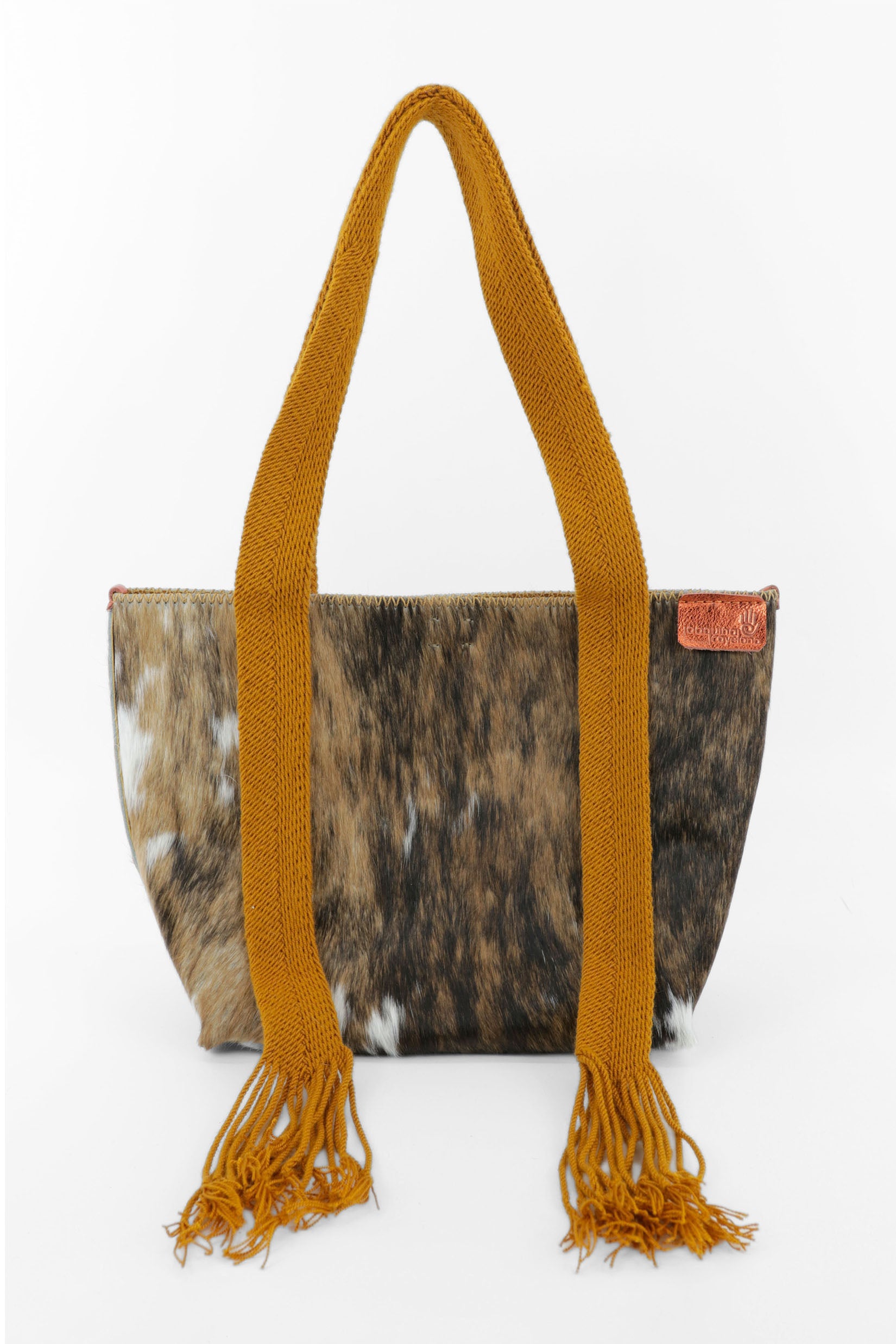 PIAMA TOTE BAG MEDIUM FURRY / BRW-BLK&WHI - MUSTARD #190003