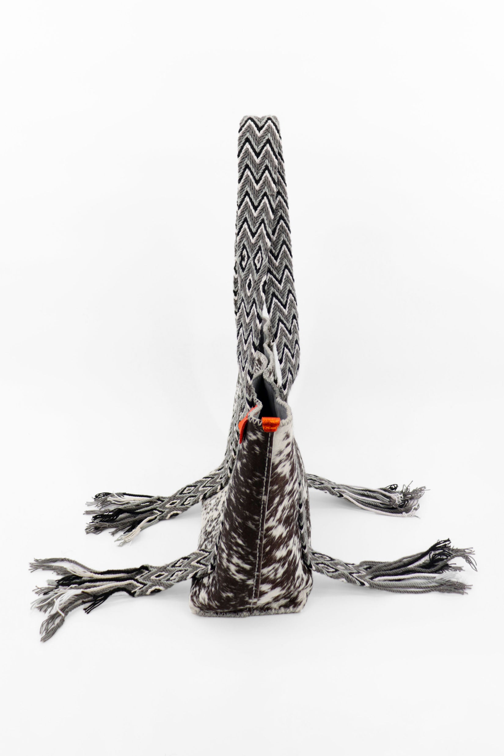 PIAMA TOTE BAG MEDIUM FURRY / WH&BLK - LIGHT GRAY #190008