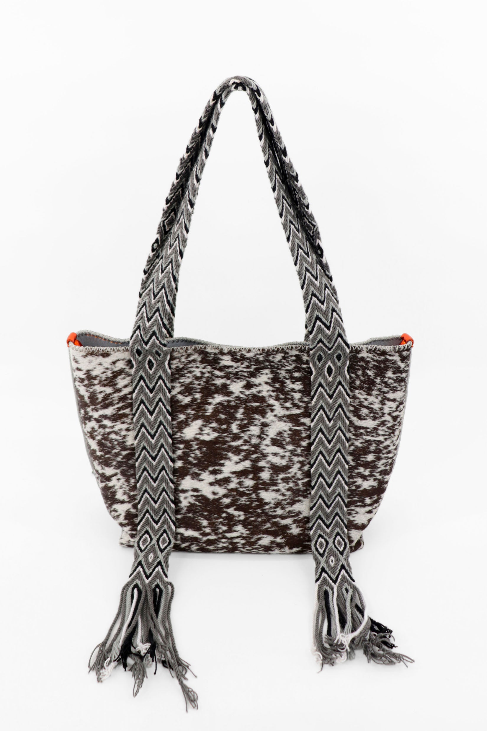 PIAMA TOTE BAG MEDIUM FURRY / WH&BLK - LIGHT GRAY #190008