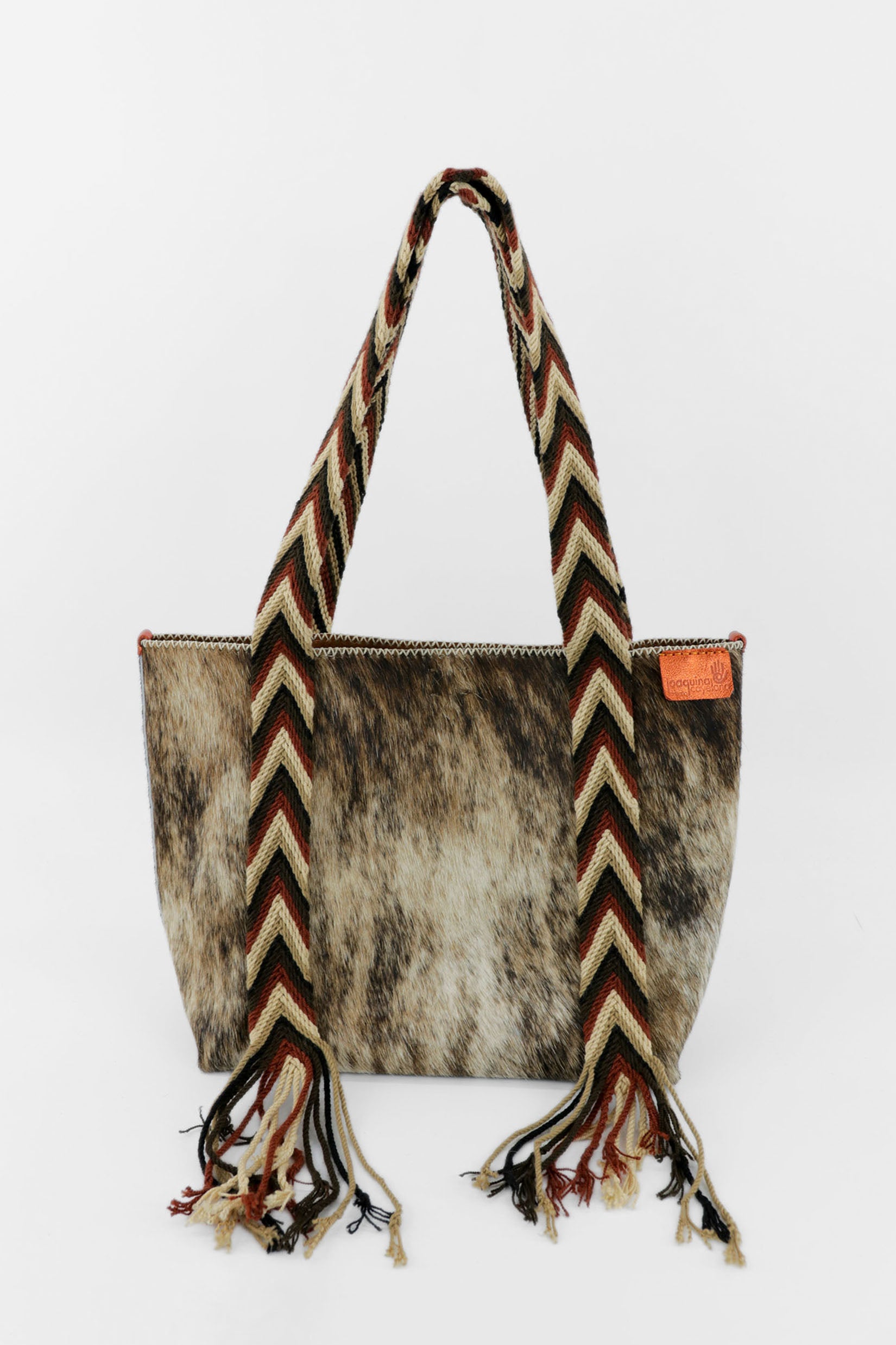 PIAMA TOTE BAG MEDIUM FURRY / TAUP&WHI - DRK COL BRW #190005