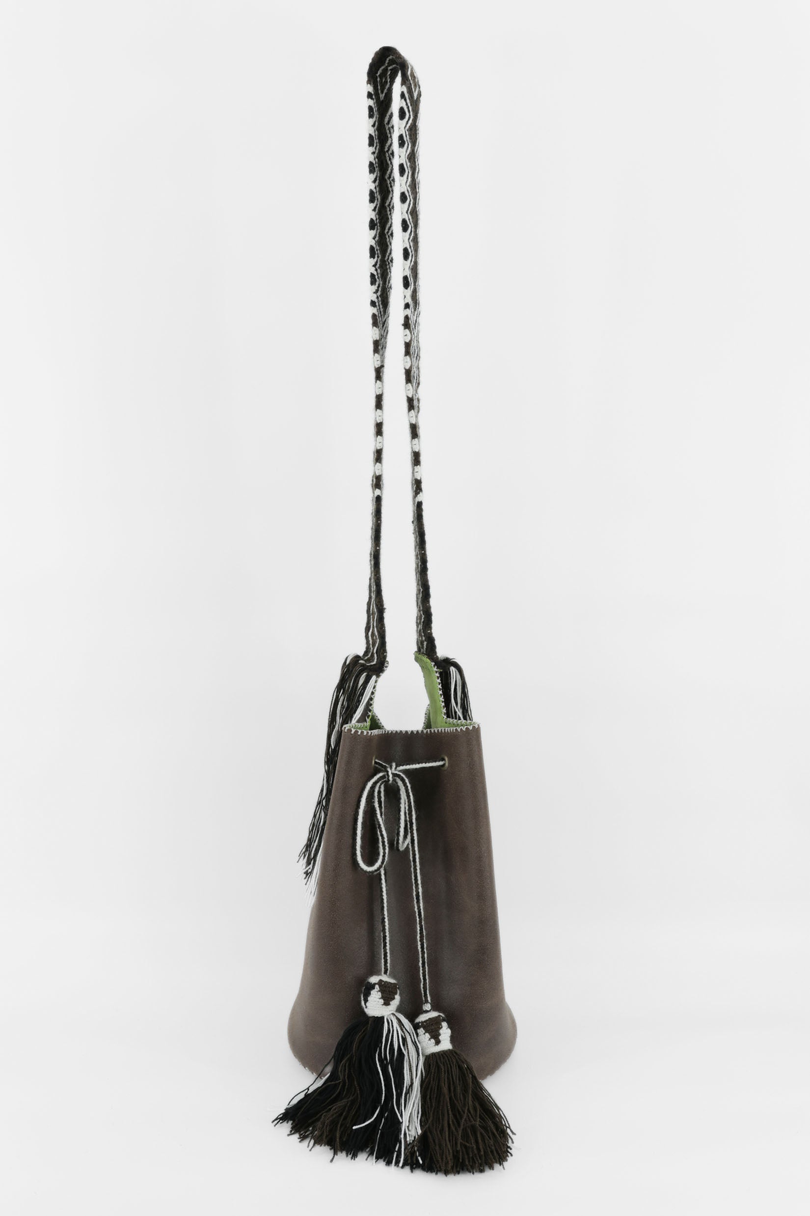 APÜNÜ BUCKET BAG LARGE / DRK BRW - LIME GREEN #110025