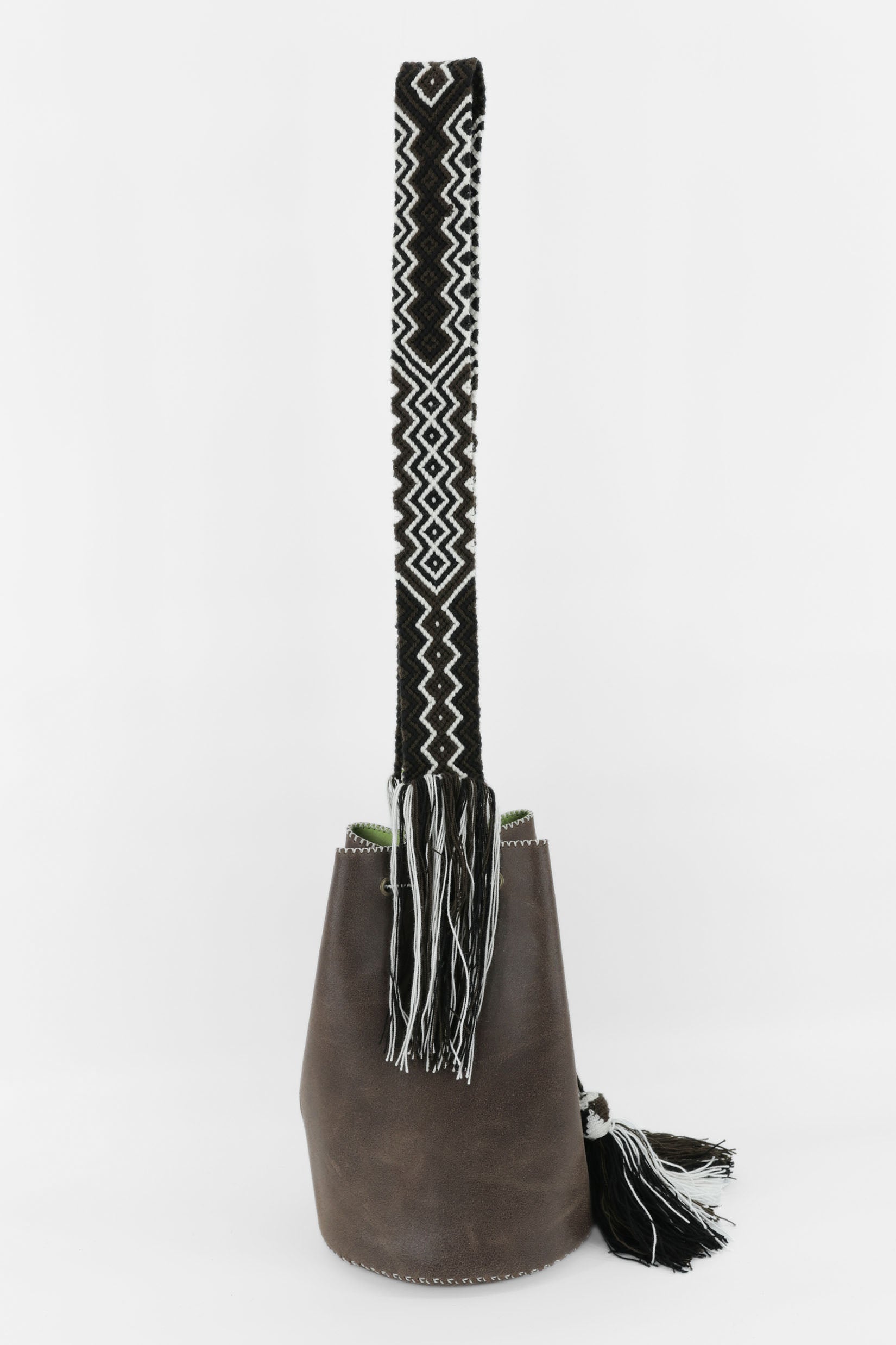 APÜNÜ BUCKET BAG LARGE / DRK BRW - LIME GREEN #110025