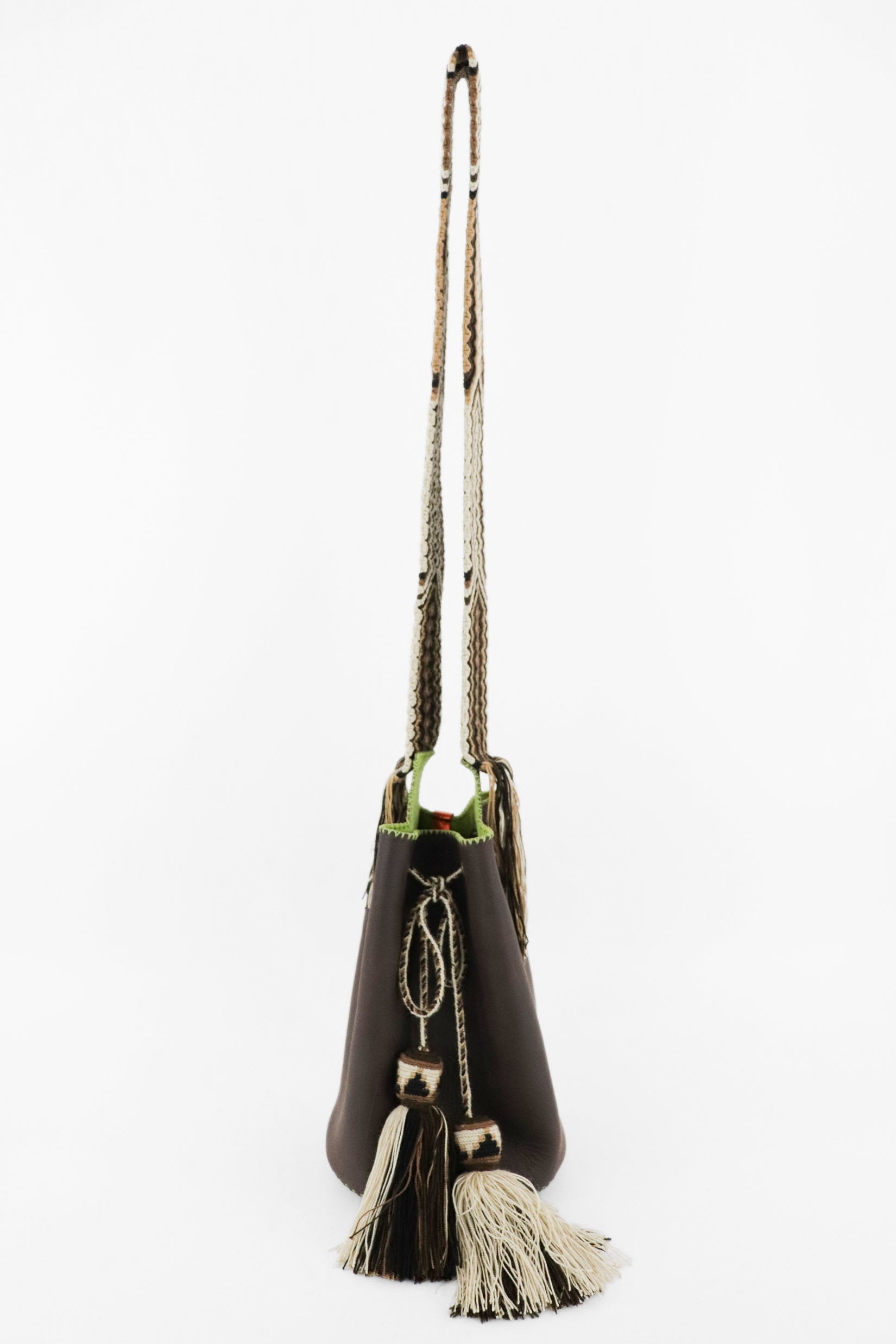 APÜNÜ BUCKET BAG LARGE / DARK BRW - APPLE GREEN #110006