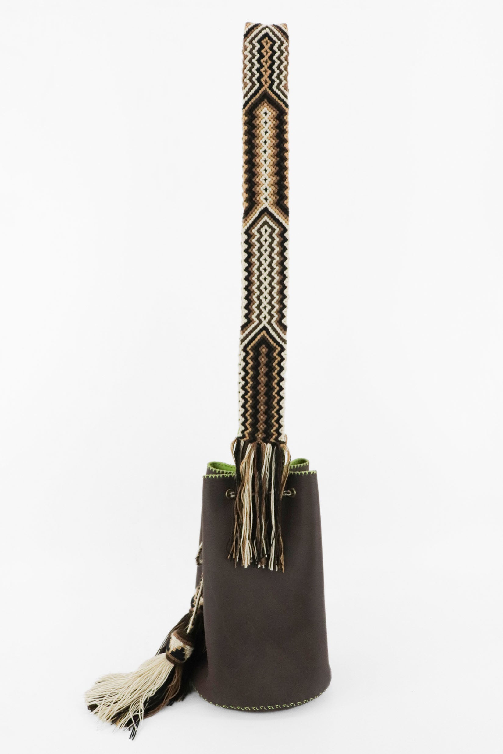 APÜNÜ BUCKET BAG LARGE / DARK BRW - APPLE GREEN #110006