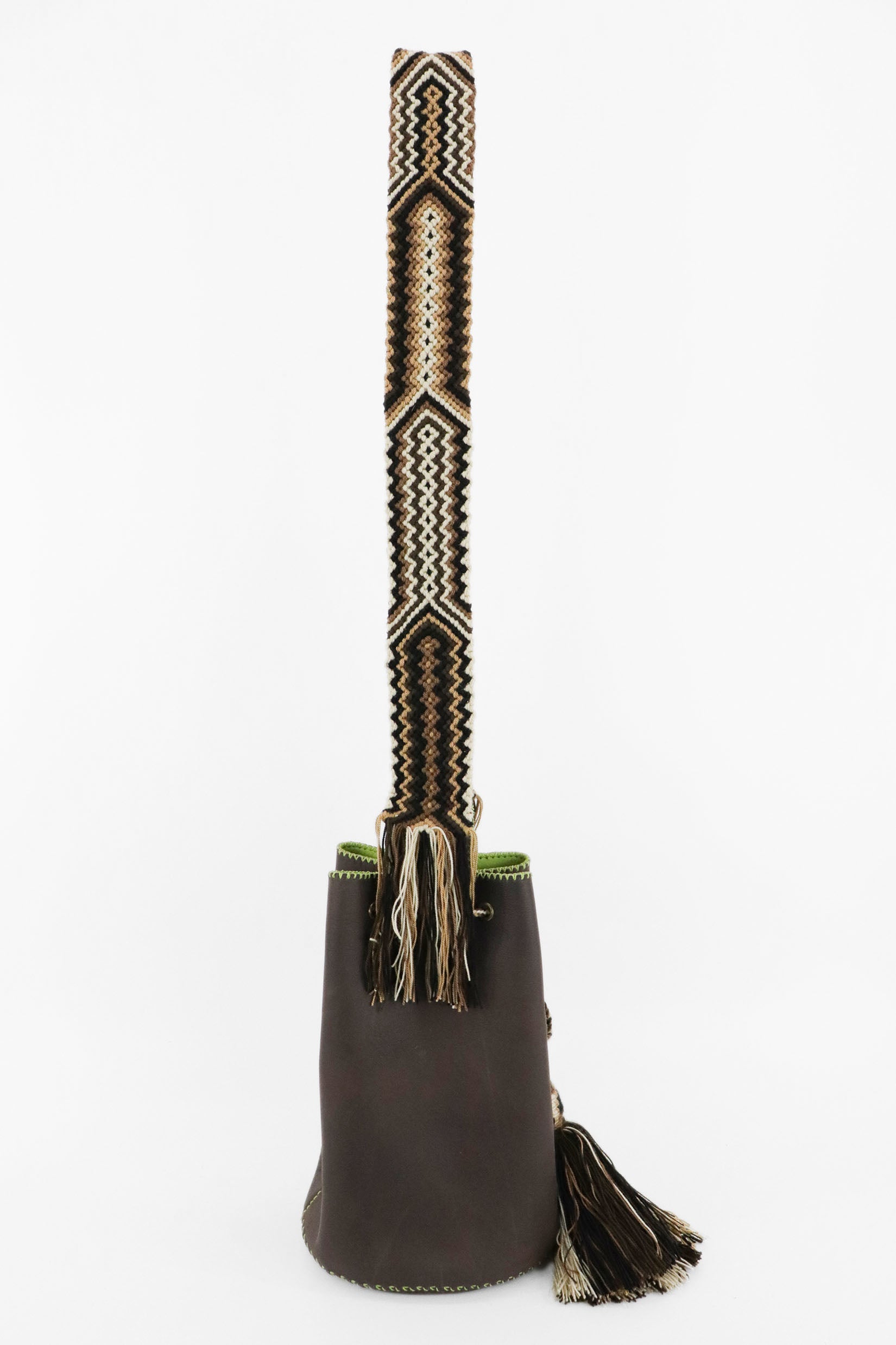 APÜNÜ BUCKET BAG LARGE / DARK BRW - APPLE GREEN #110006