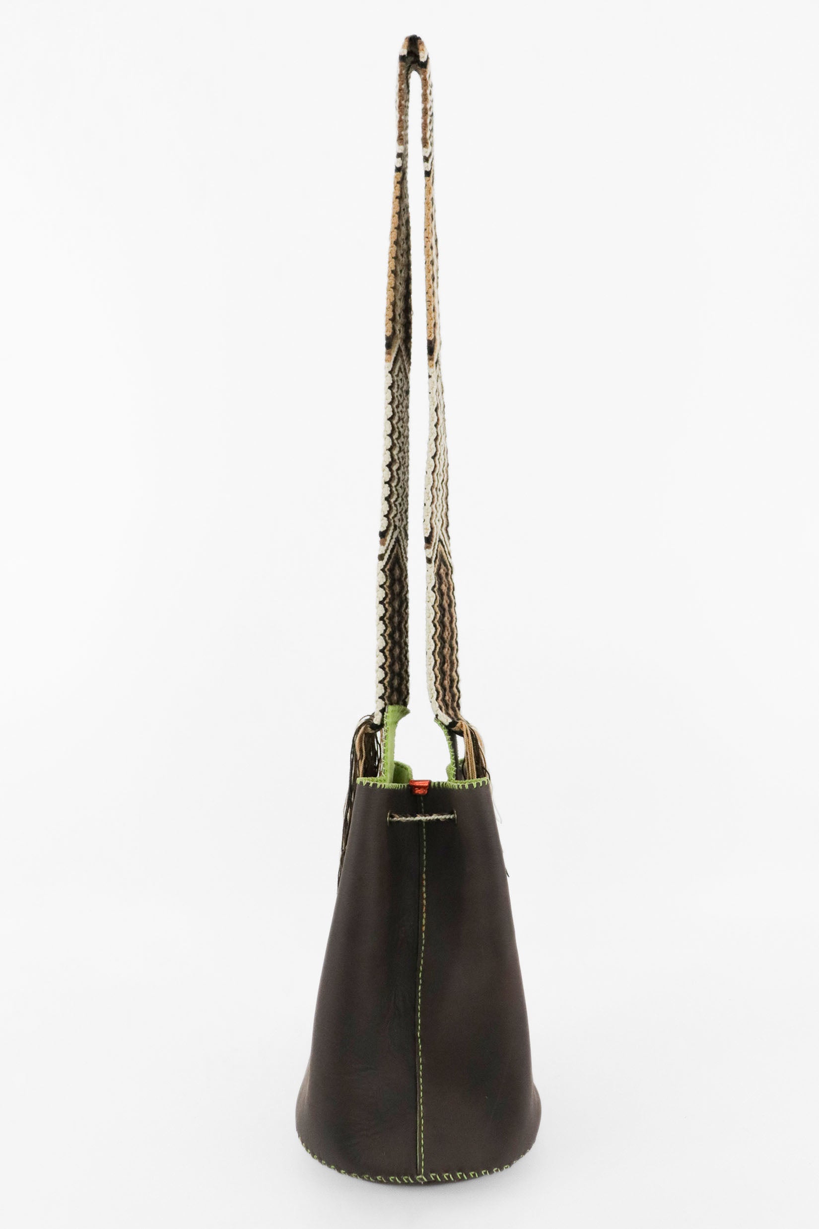 APÜNÜ BUCKET BAG LARGE / DARK BRW - APPLE GREEN #110006