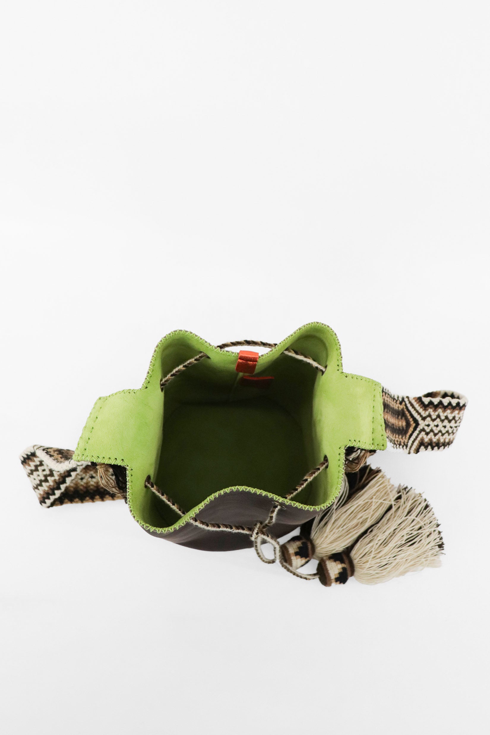 APÜNÜ BUCKET BAG LARGE / DARK BRW - APPLE GREEN #110006