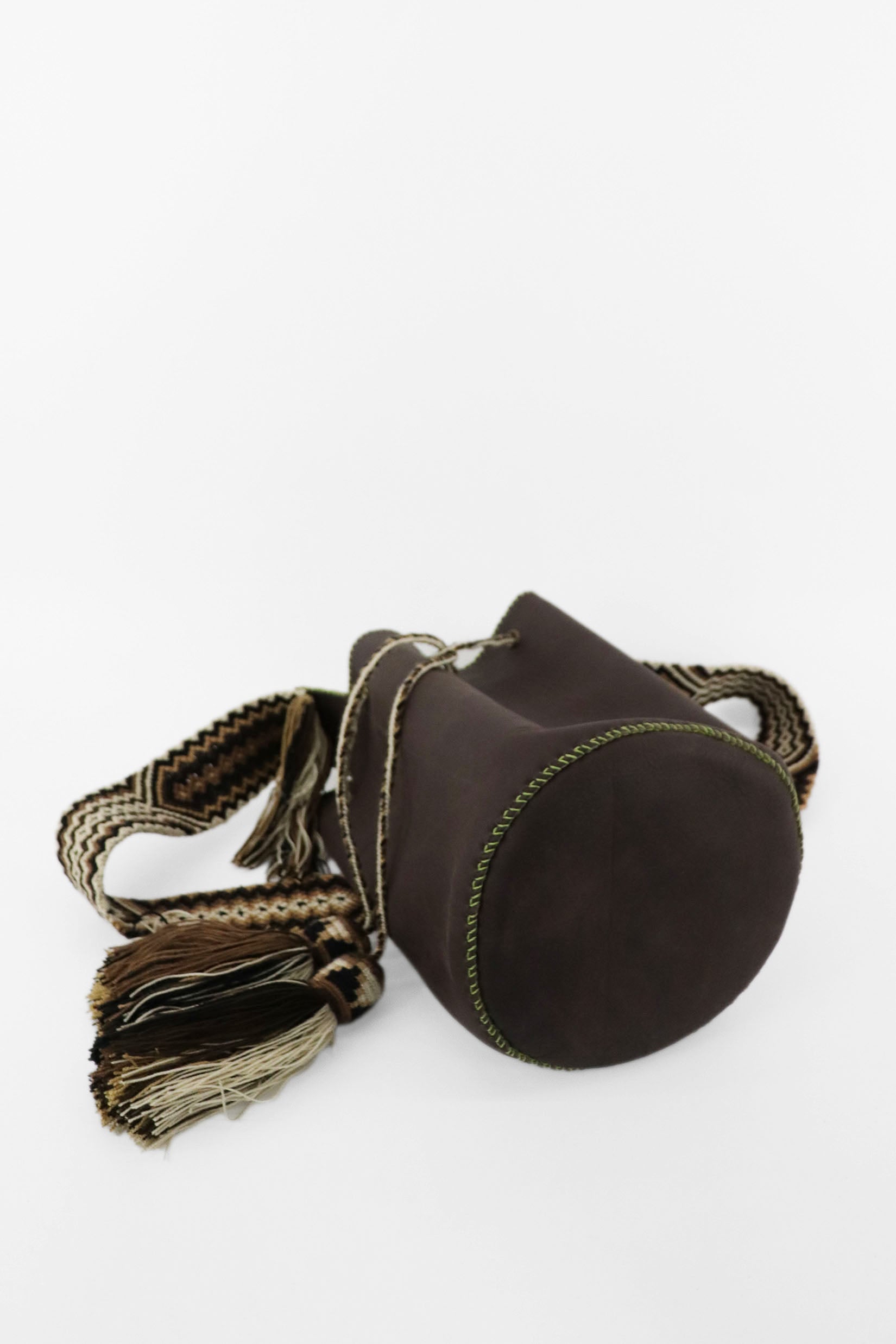 APÜNÜ BUCKET BAG LARGE / DARK BRW - APPLE GREEN #110006