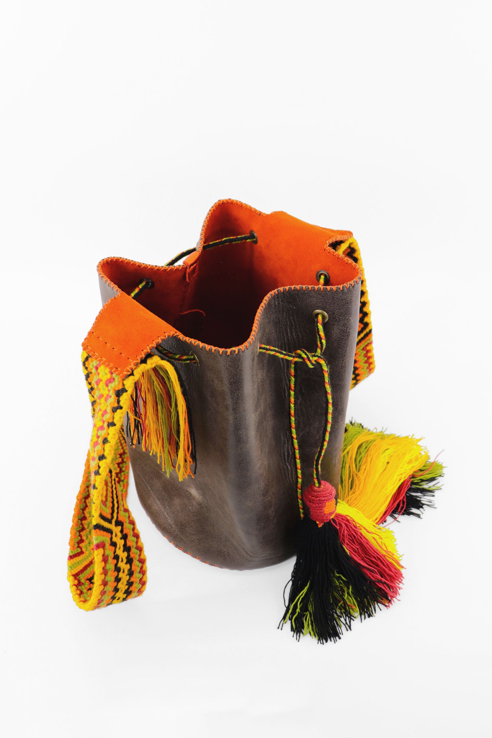 APÜNÜ BUCKET BAG LARGE / DRK BRW - ORANGE #110030