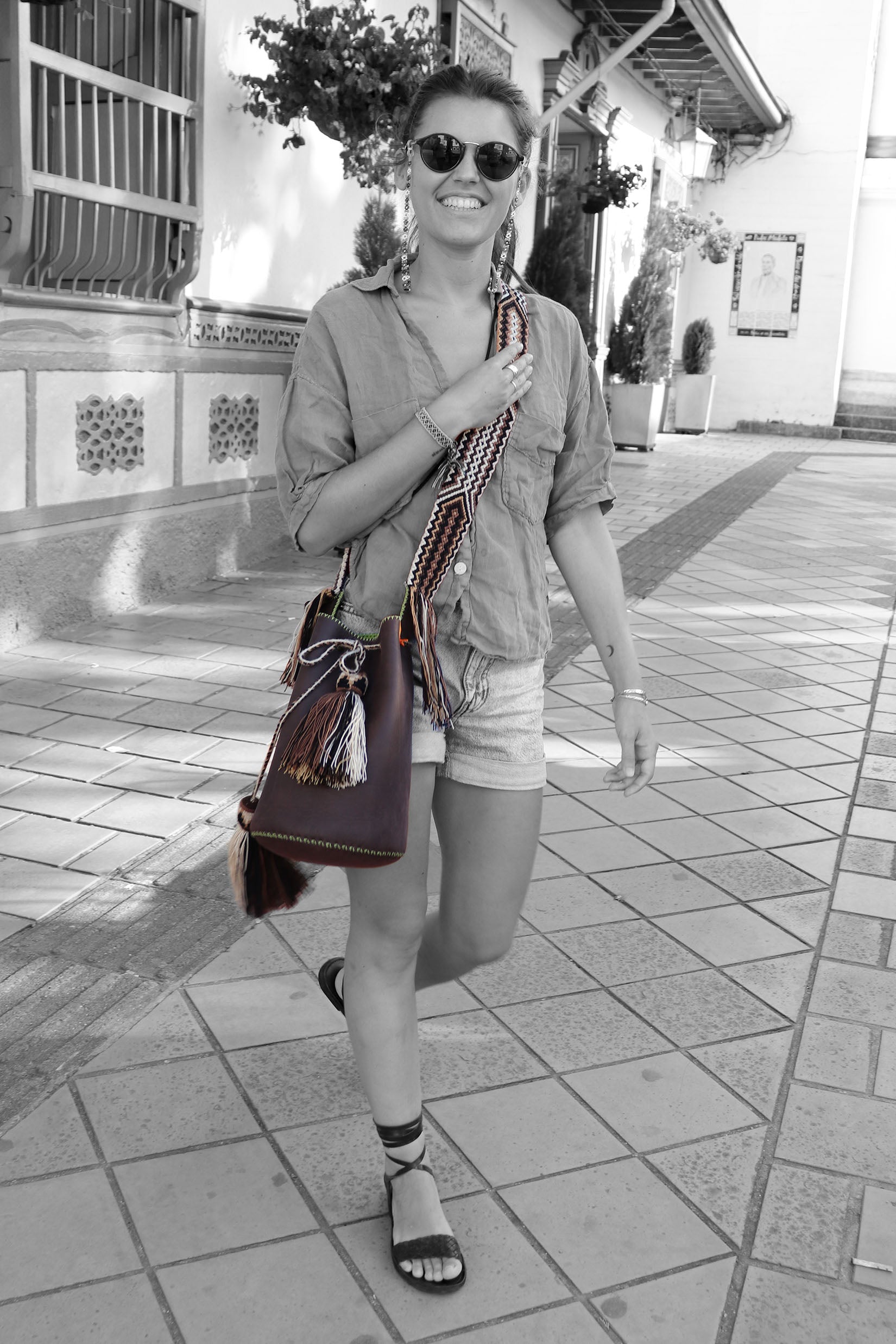 APÜNÜ BUCKET BAG LARGE / DARK BRW - APPLE GREEN #110006