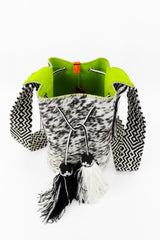 APÜNÜ LARGE FURRY DOTTED BLK&WH - APPLE GREEN (100018)