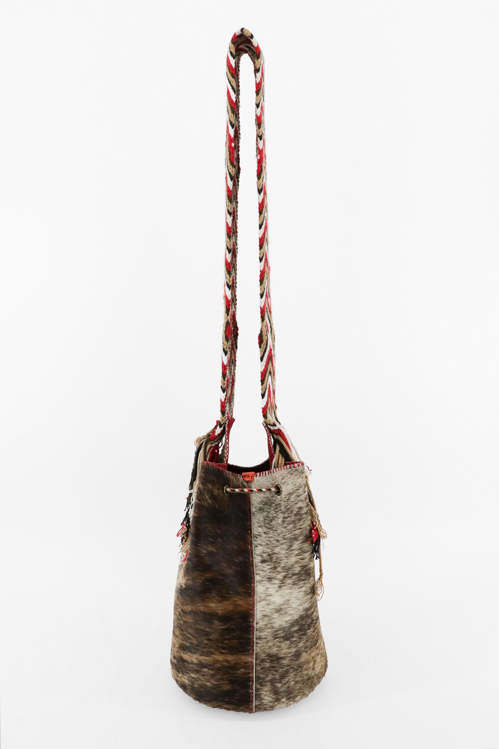APÜNÜ BUCKET BAG LARGE FURRY / TAUP&BLK  - RED #100004