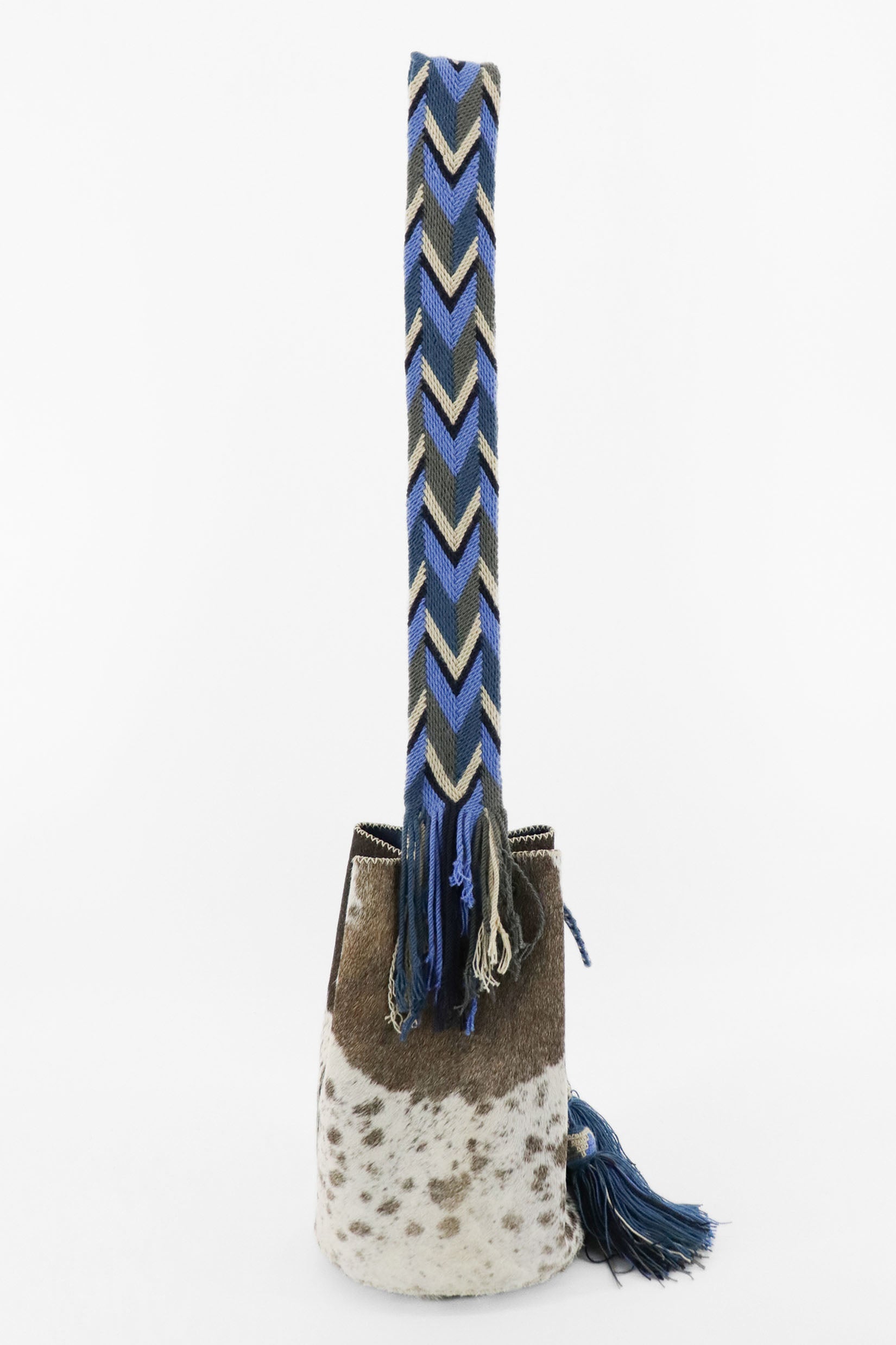 APÜNÜ BUCKET BAG LARGE FURRY / TAUP&BLK&WH  - TEAL BLUE #100006