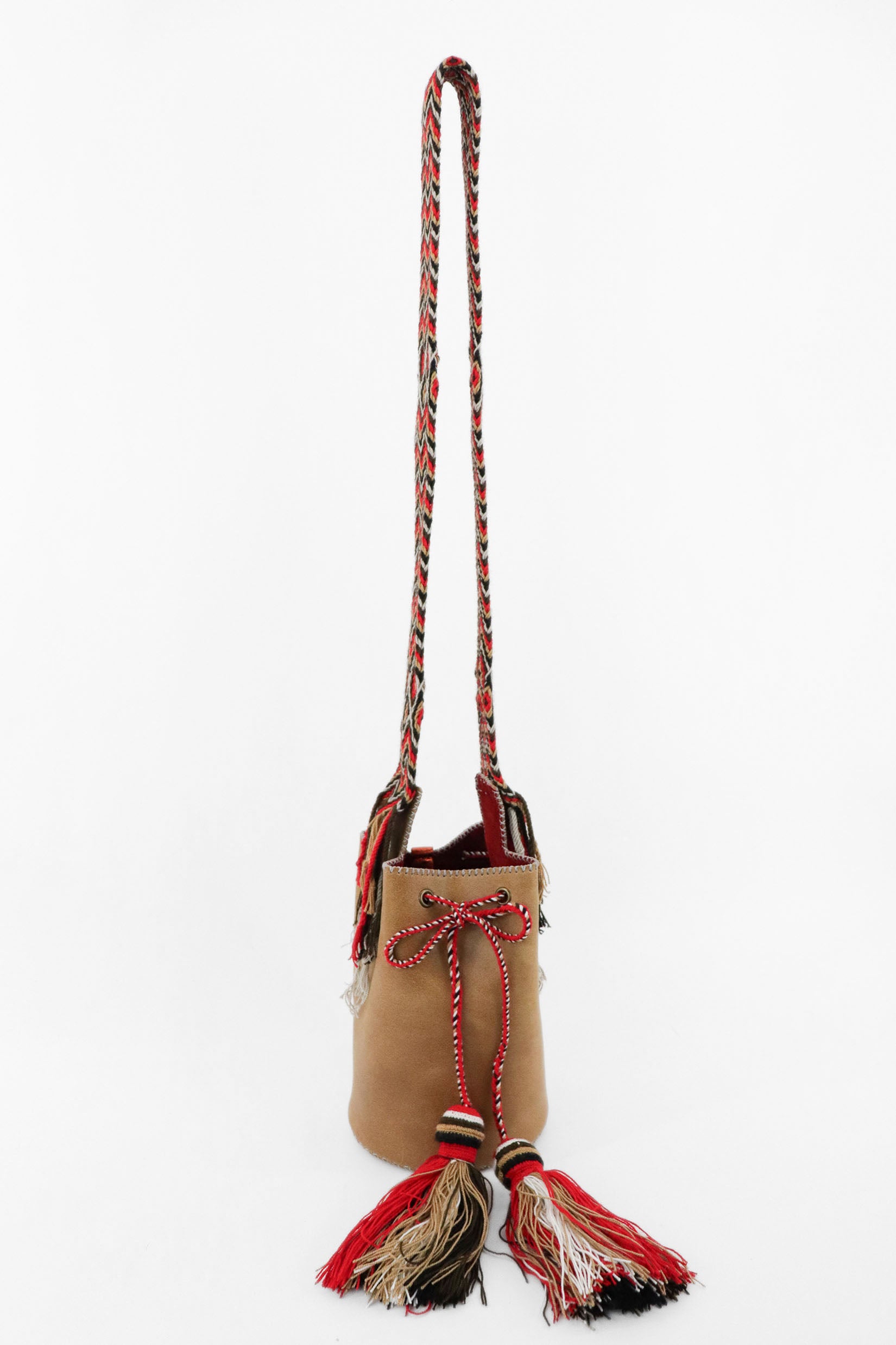 APÜNÜ BUCKET BAG SMALL / CAMEL - RED #120009