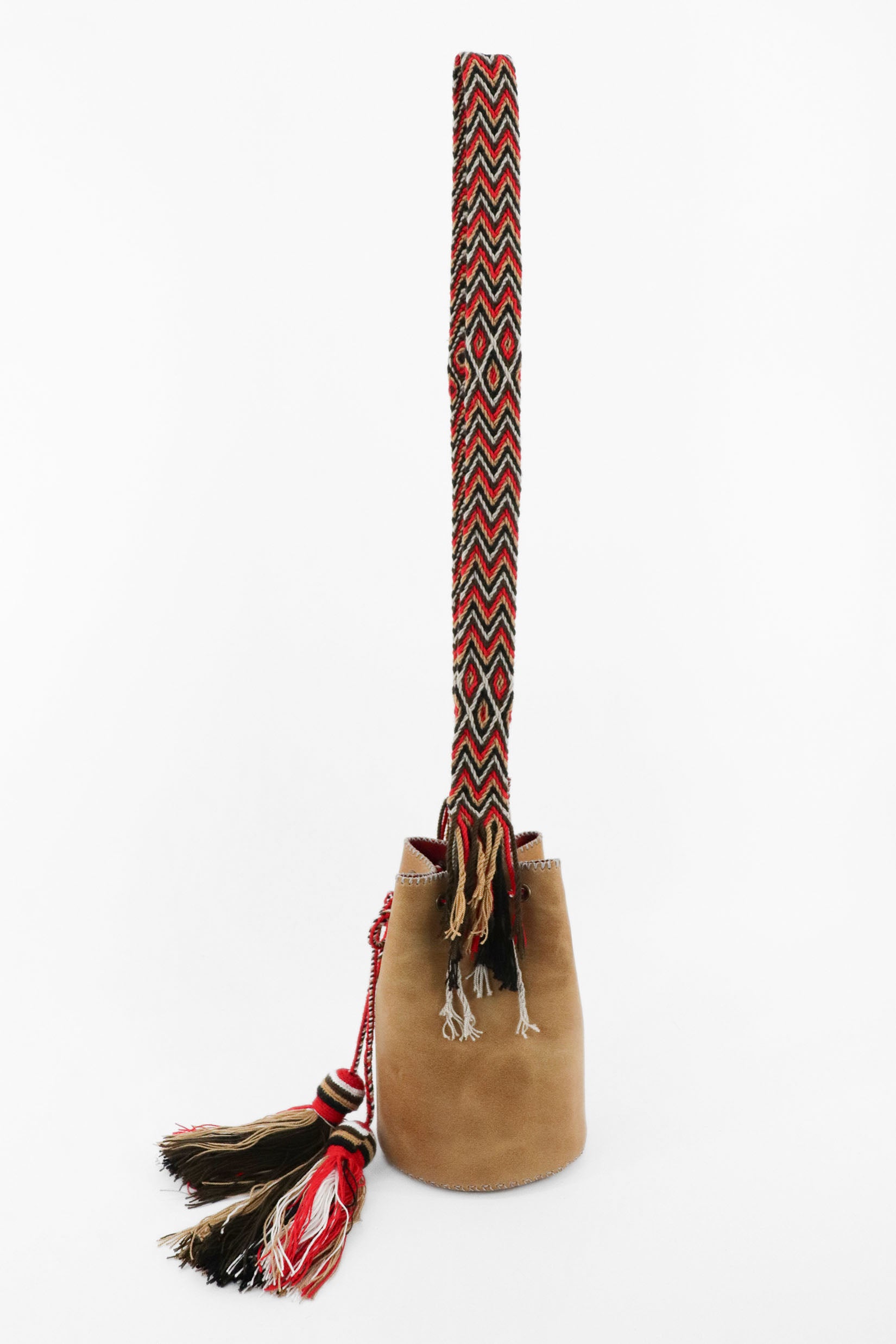 APÜNÜ BUCKET BAG SMALL / CAMEL - RED #120009