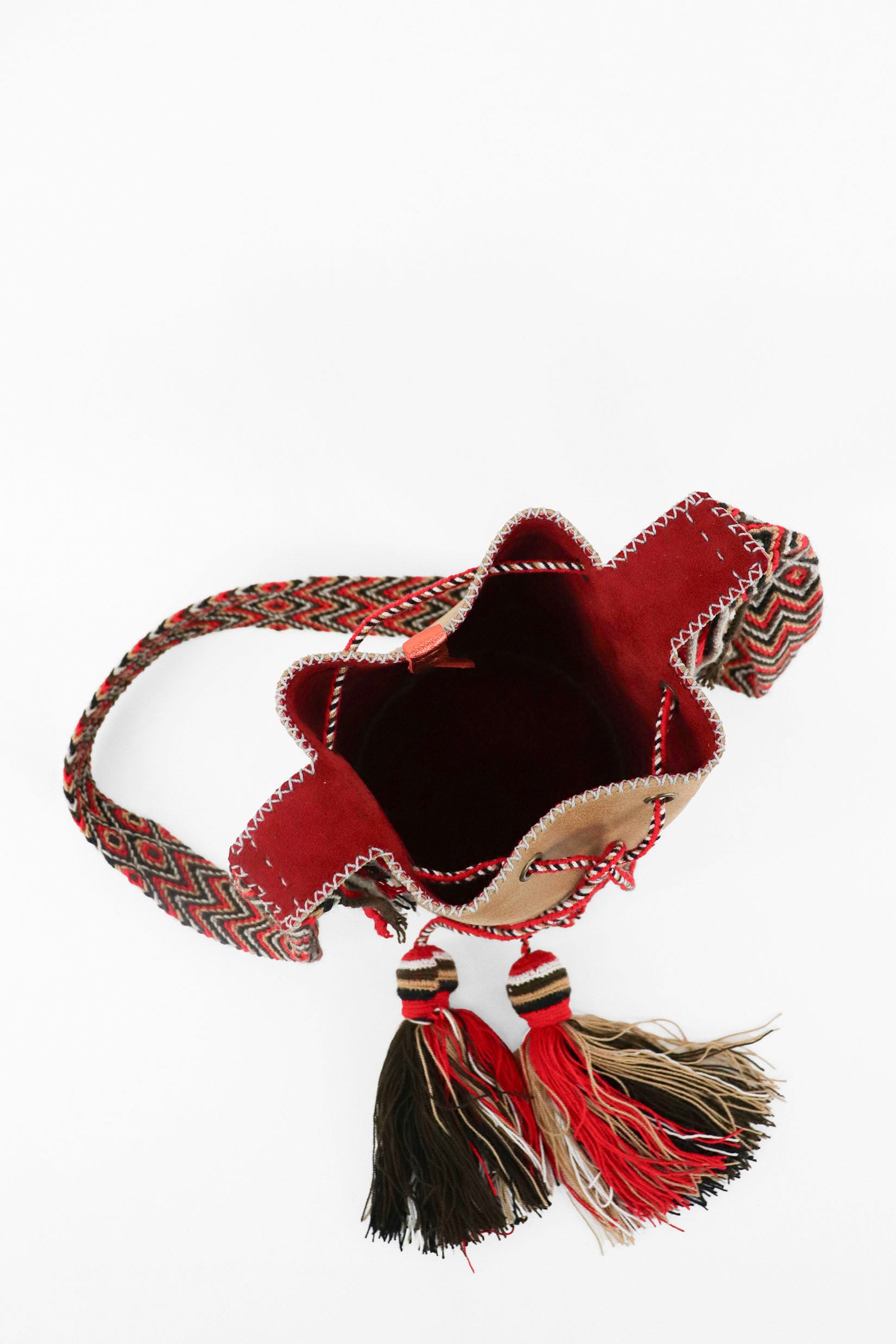 APÜNÜ BUCKET BAG SMALL / CAMEL - RED #120009