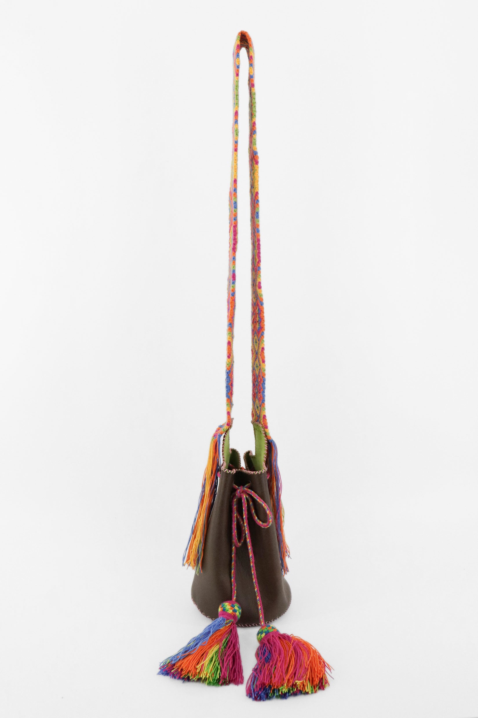 APÜNÜ BUCKET BAG SMALL / DARK BRW - APPLE GREEN #120007