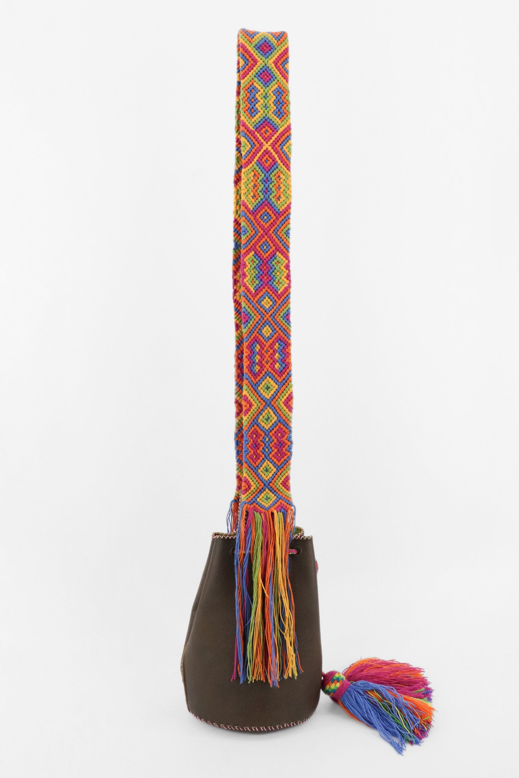 APÜNÜ BUCKET BAG SMALL / DARK BRW - APPLE GREEN #120007