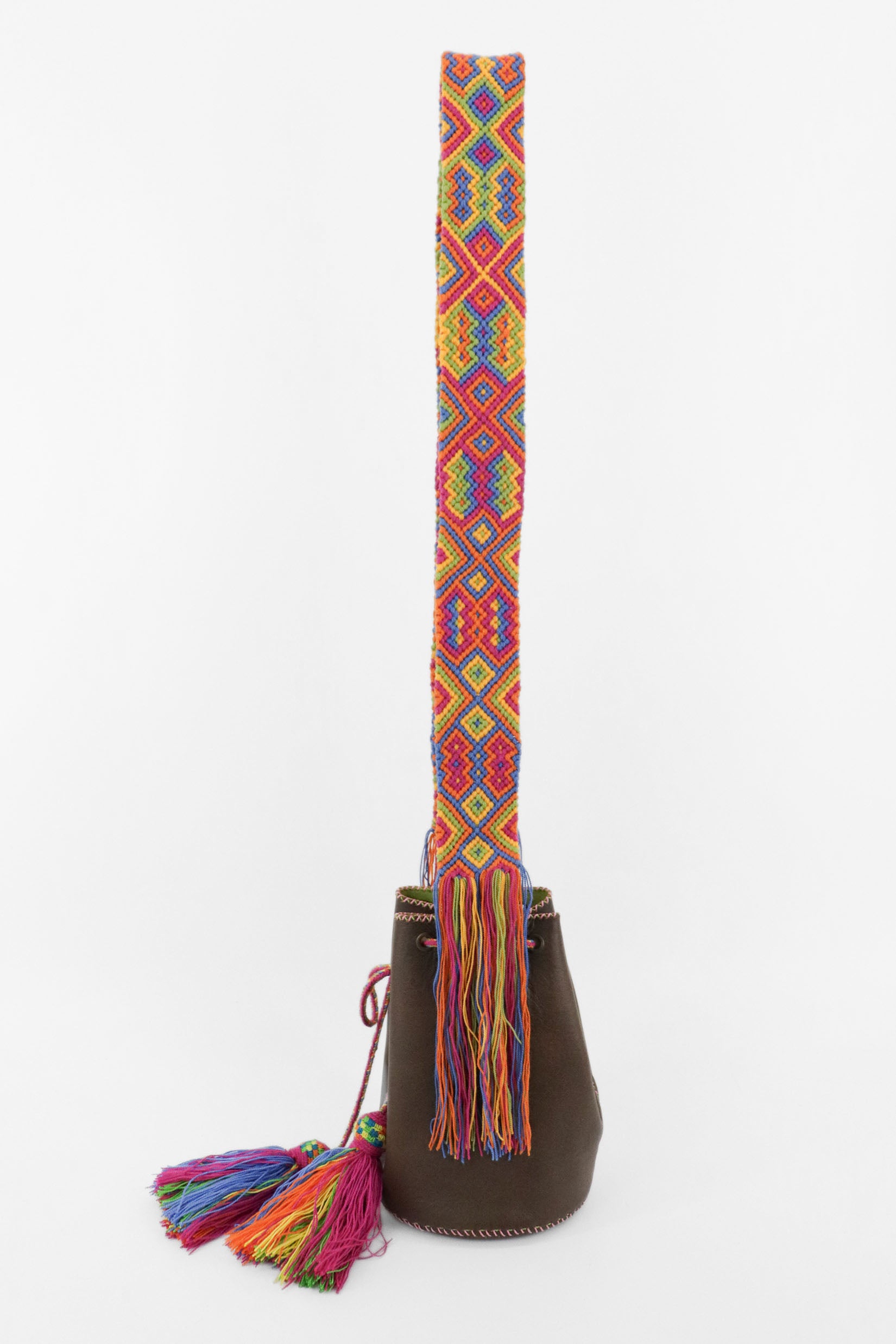 APÜNÜ BUCKET BAG SMALL / DARK BRW - APPLE GREEN #120007