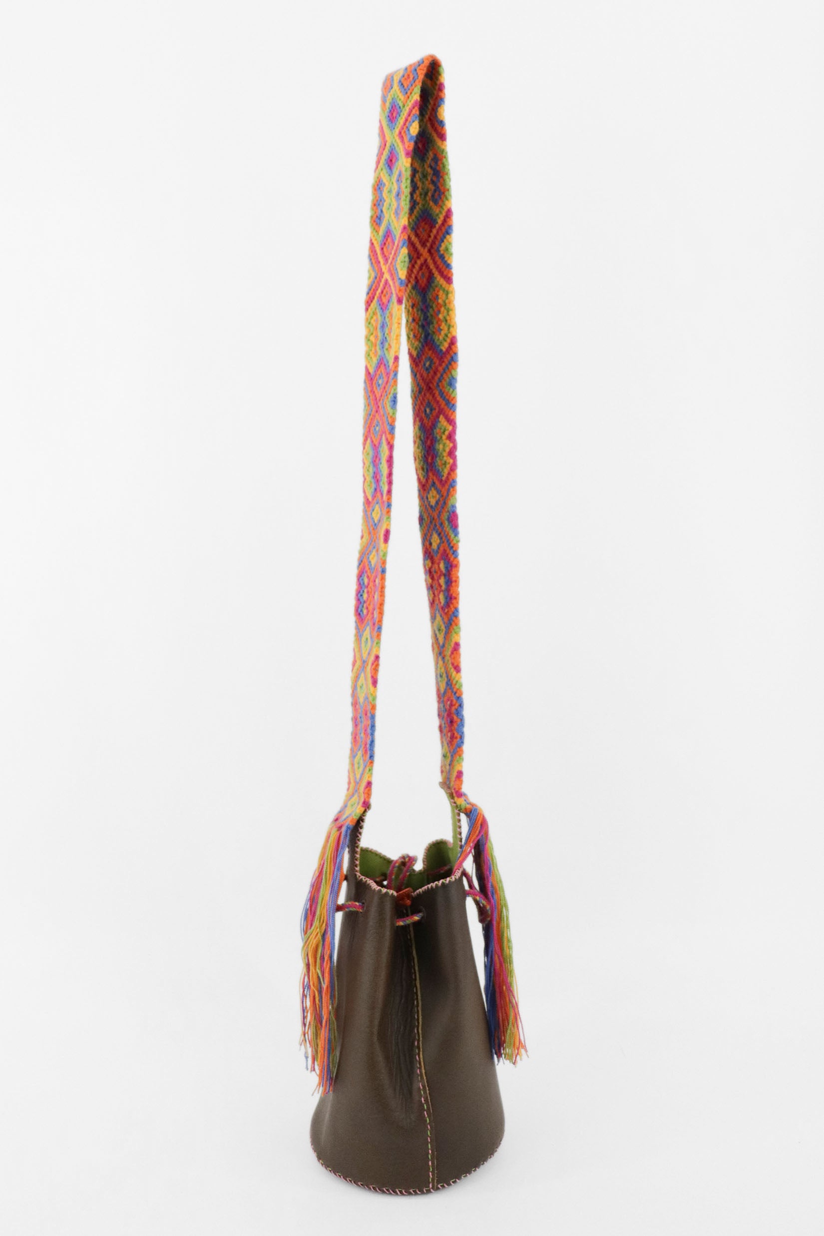 APÜNÜ BUCKET BAG SMALL / DARK BRW - APPLE GREEN #120007