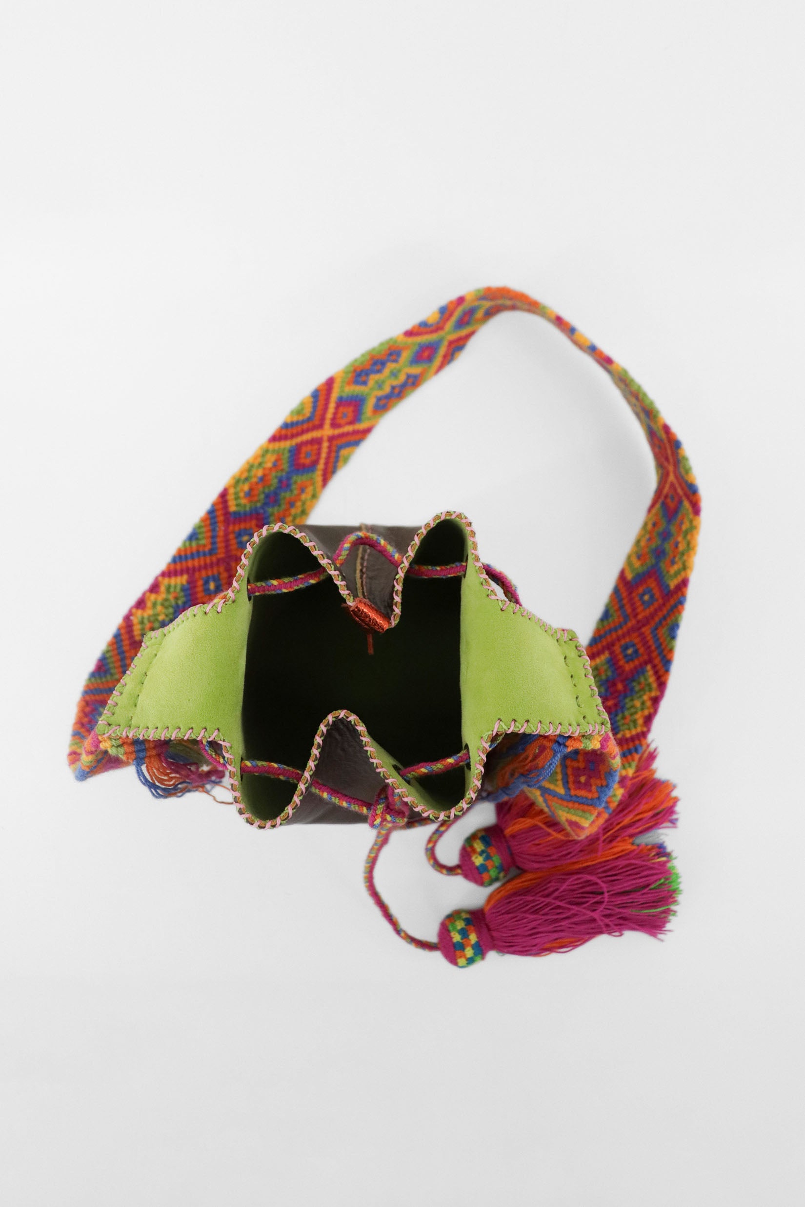 APÜNÜ BUCKET BAG SMALL / DARK BRW - APPLE GREEN #120007