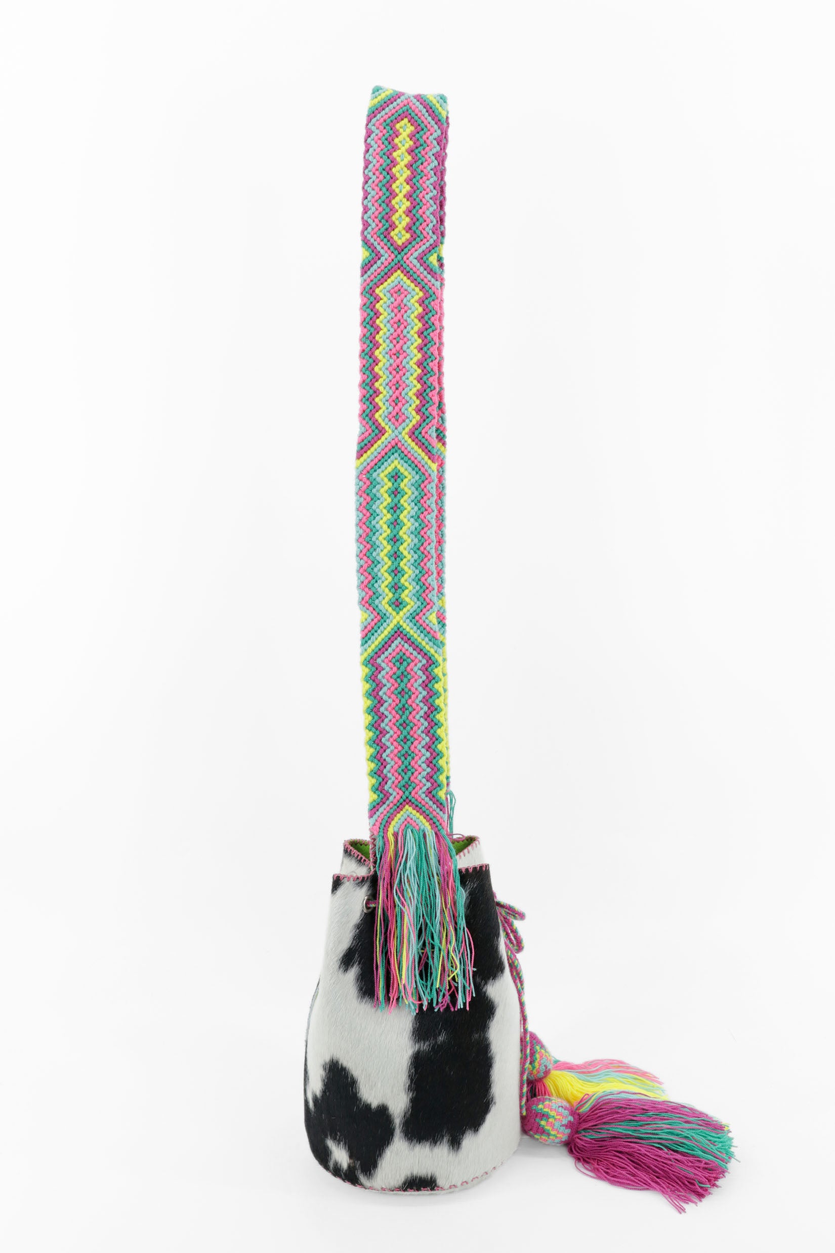 APÜNÜ BUCKET BAG SMALL FURRY / BLK&WH - LIGHT LIME GREEN #130012