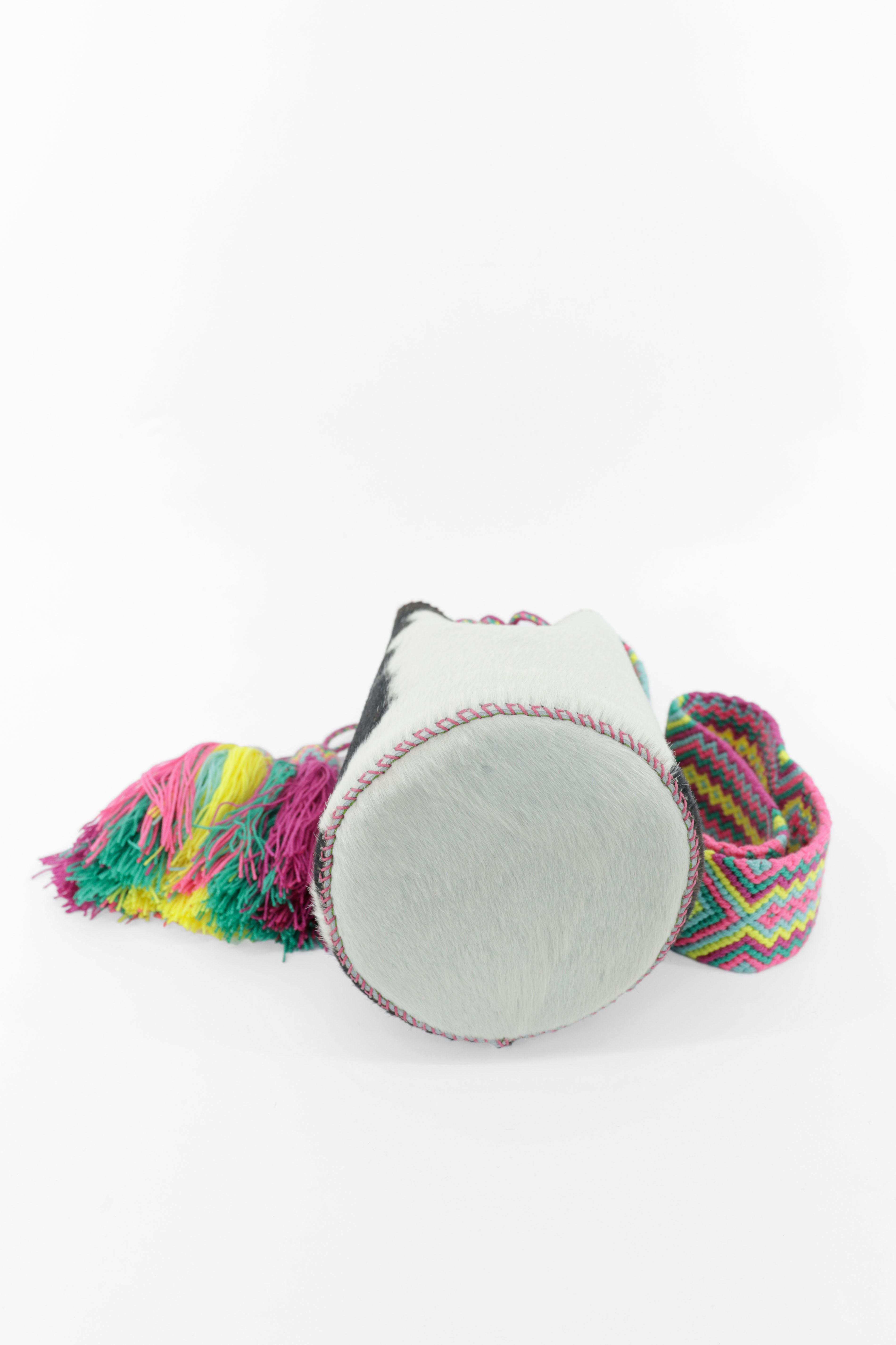 APÜNÜ BUCKET BAG SMALL FURRY / BLK&WH - LIGHT LIME GREEN #130012