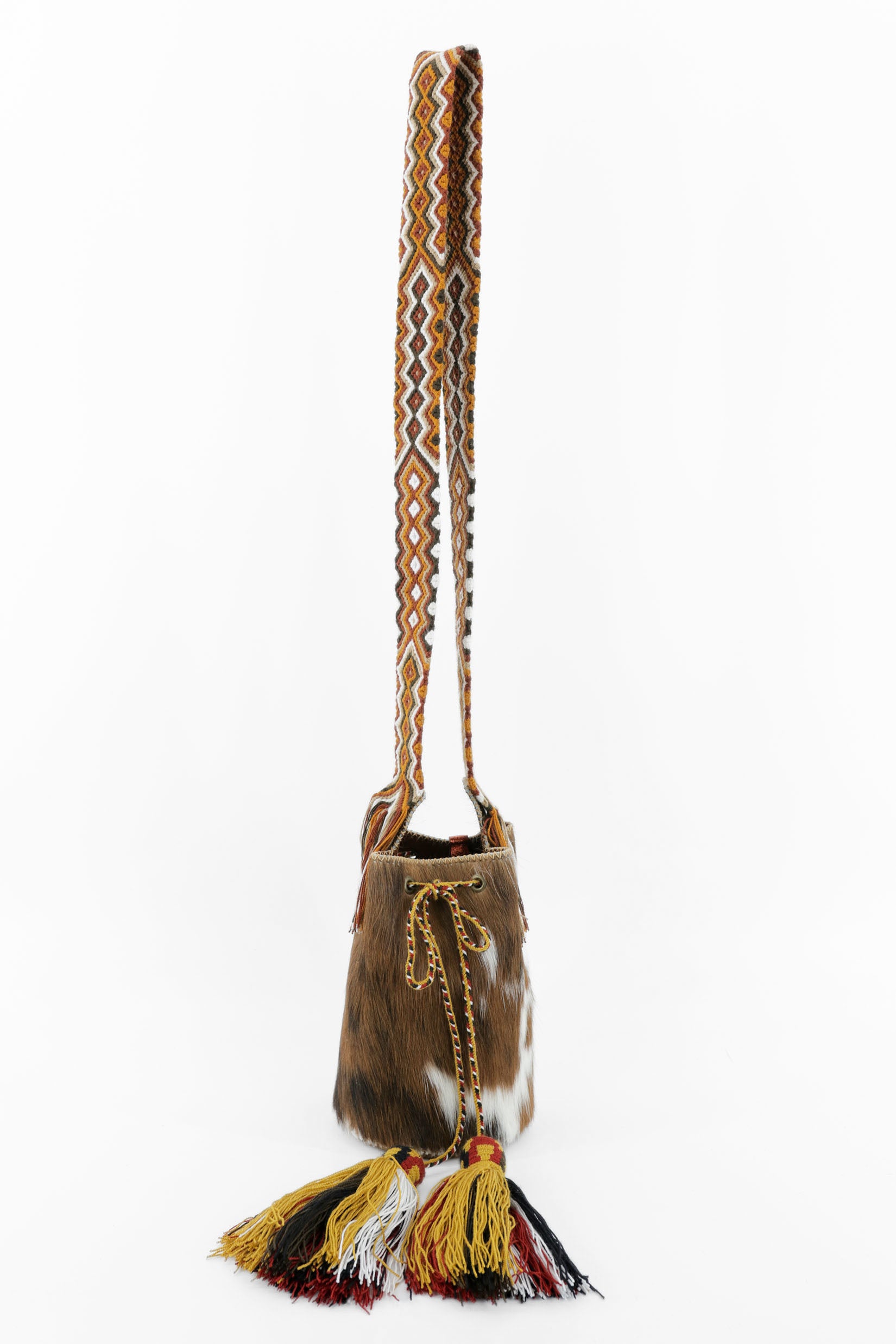 APÜNÜ BUCKET BAG SMALL FURRY / BRW BLK&WH - COLONIAL BRW #130006