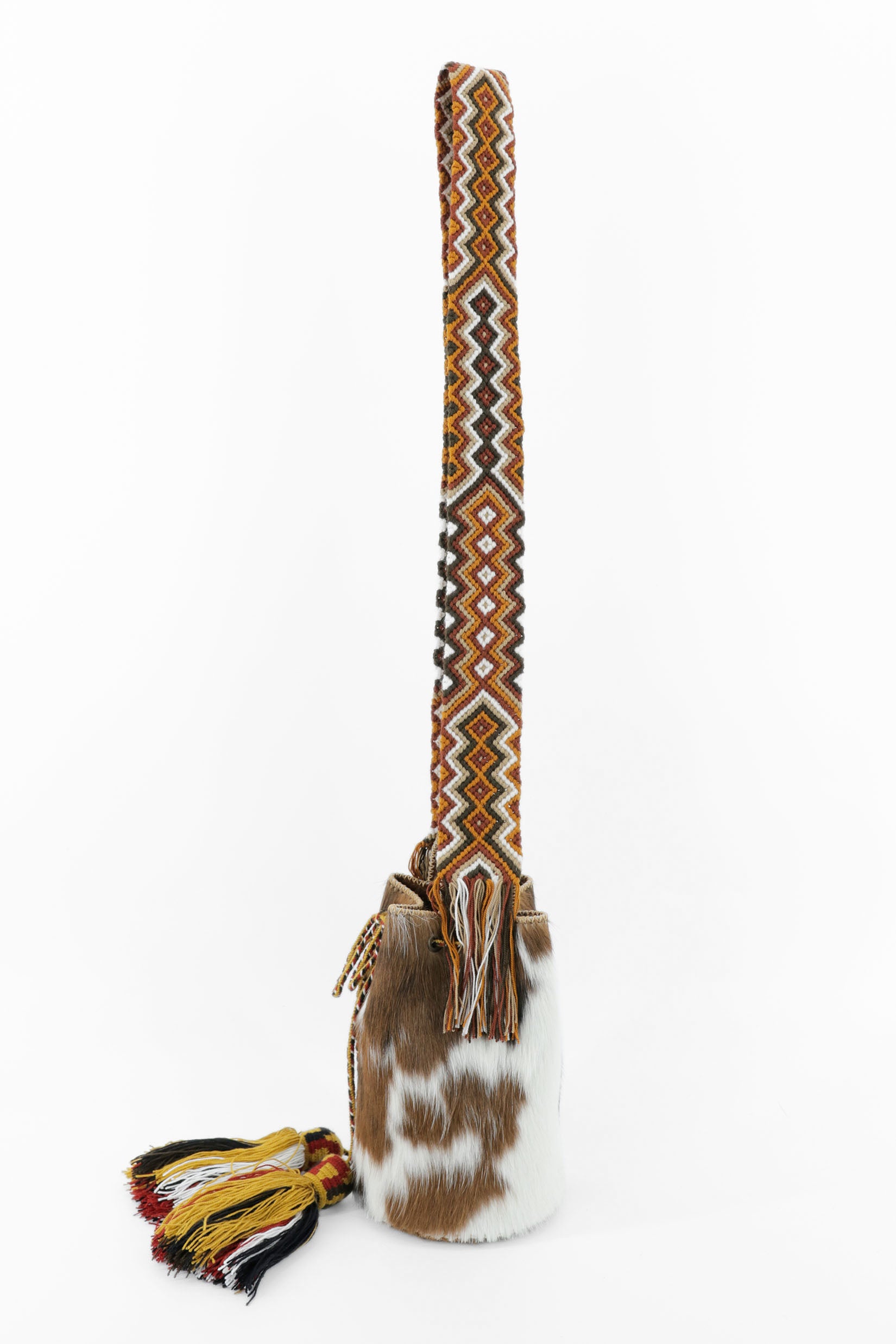 APÜNÜ BUCKET BAG SMALL FURRY / BRW BLK&WH - COLONIAL BRW #130006