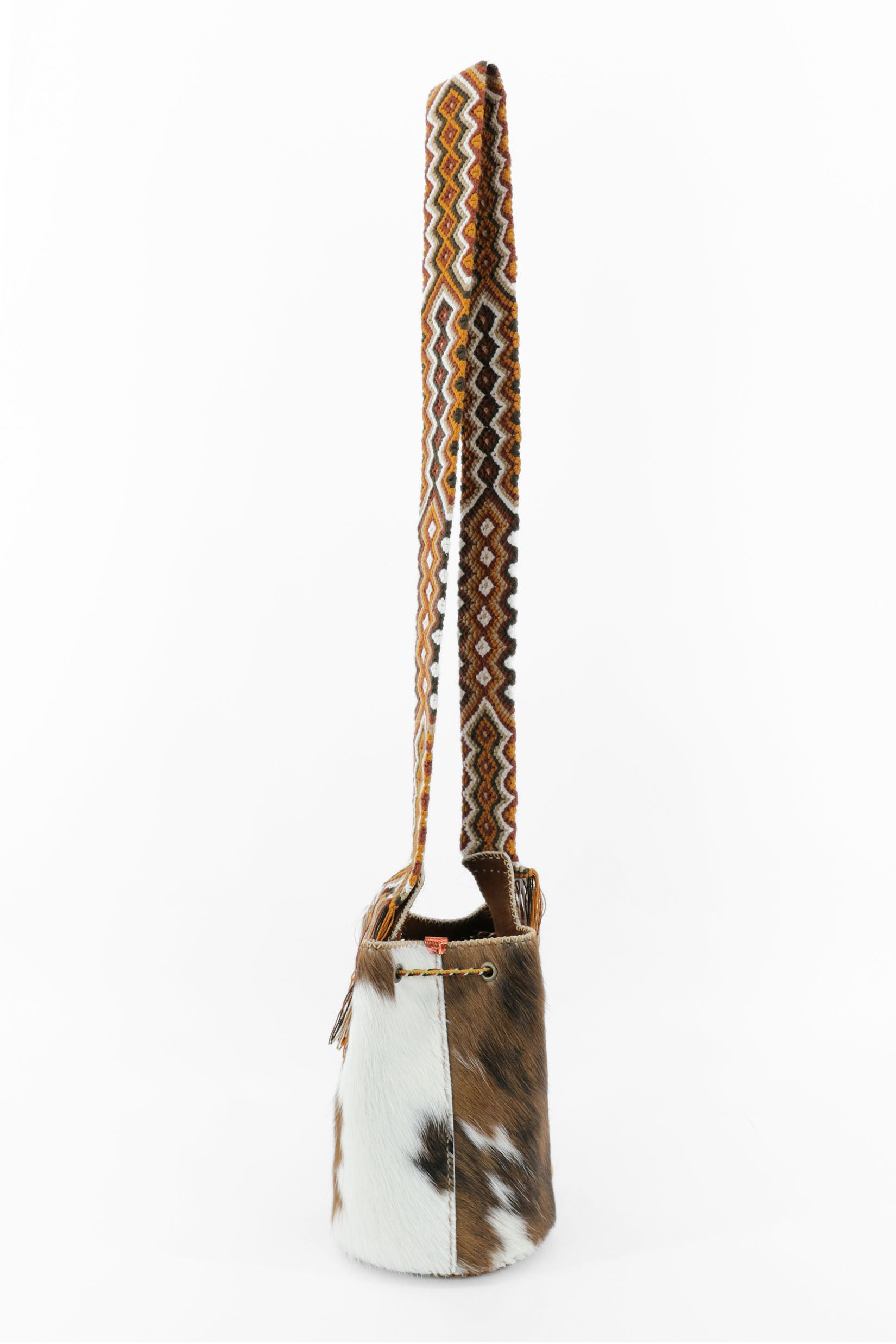 APÜNÜ BUCKET BAG SMALL FURRY / BRW BLK&WH - COLONIAL BRW #130006