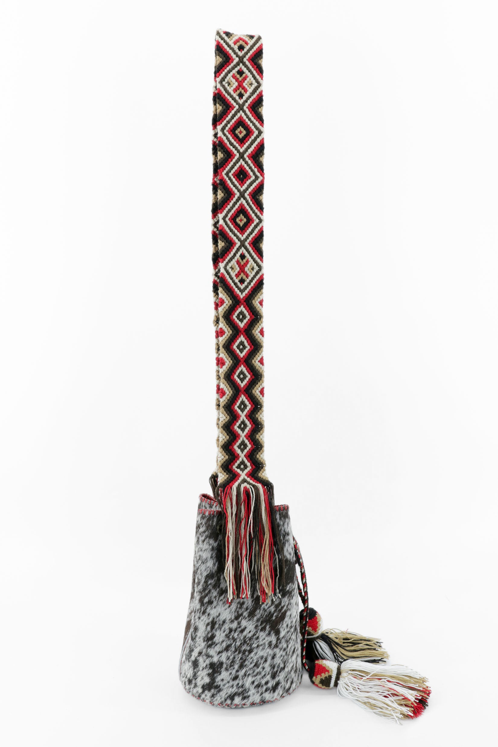 APÜNÜ BUCKET BAG SMALL FURRY / BLK&WH - BRICK #130005