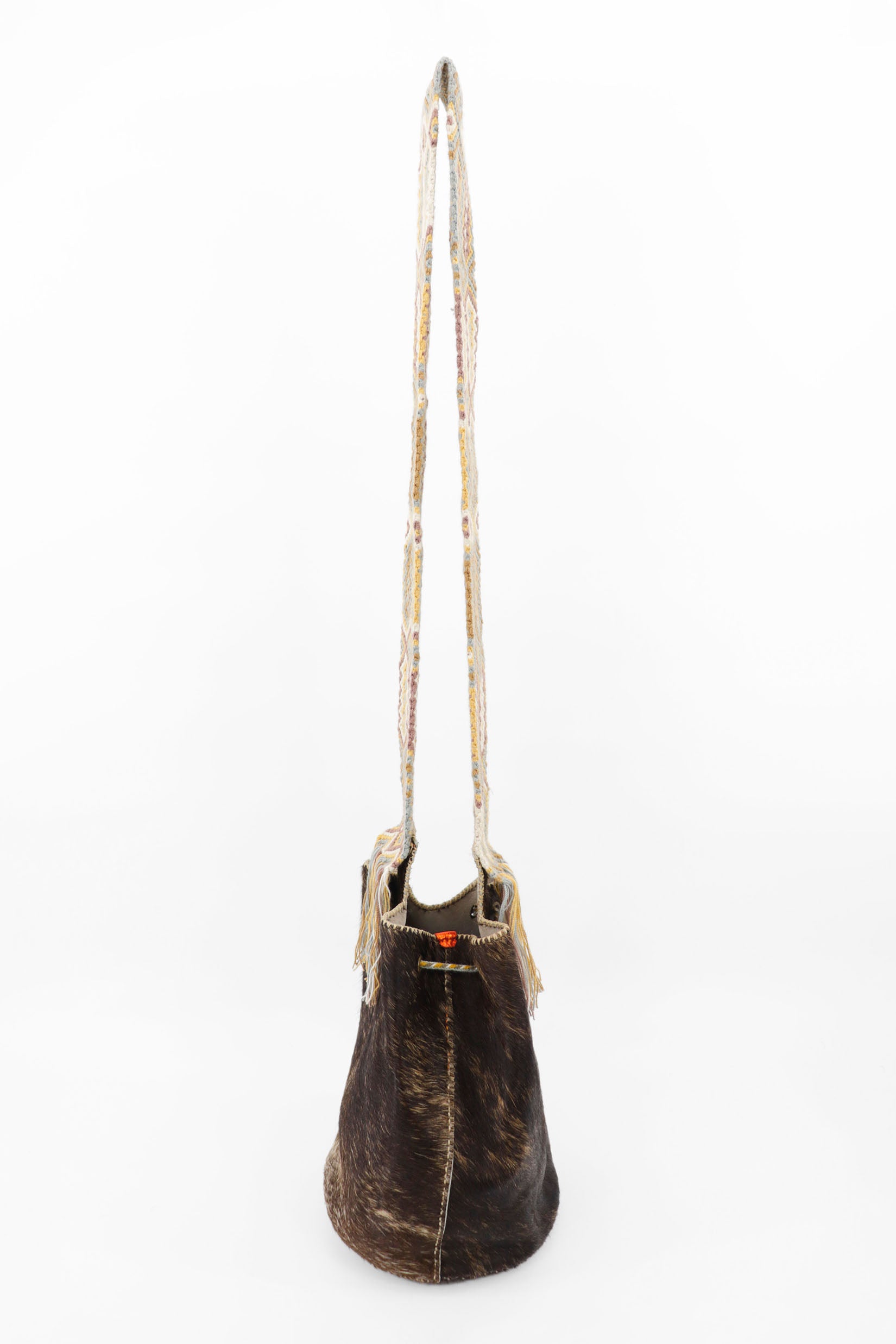 APÜNÜ BUCKET BAG LARGE FURRY / DRK BRW&TAUP - LIGHT BEIGE #100019