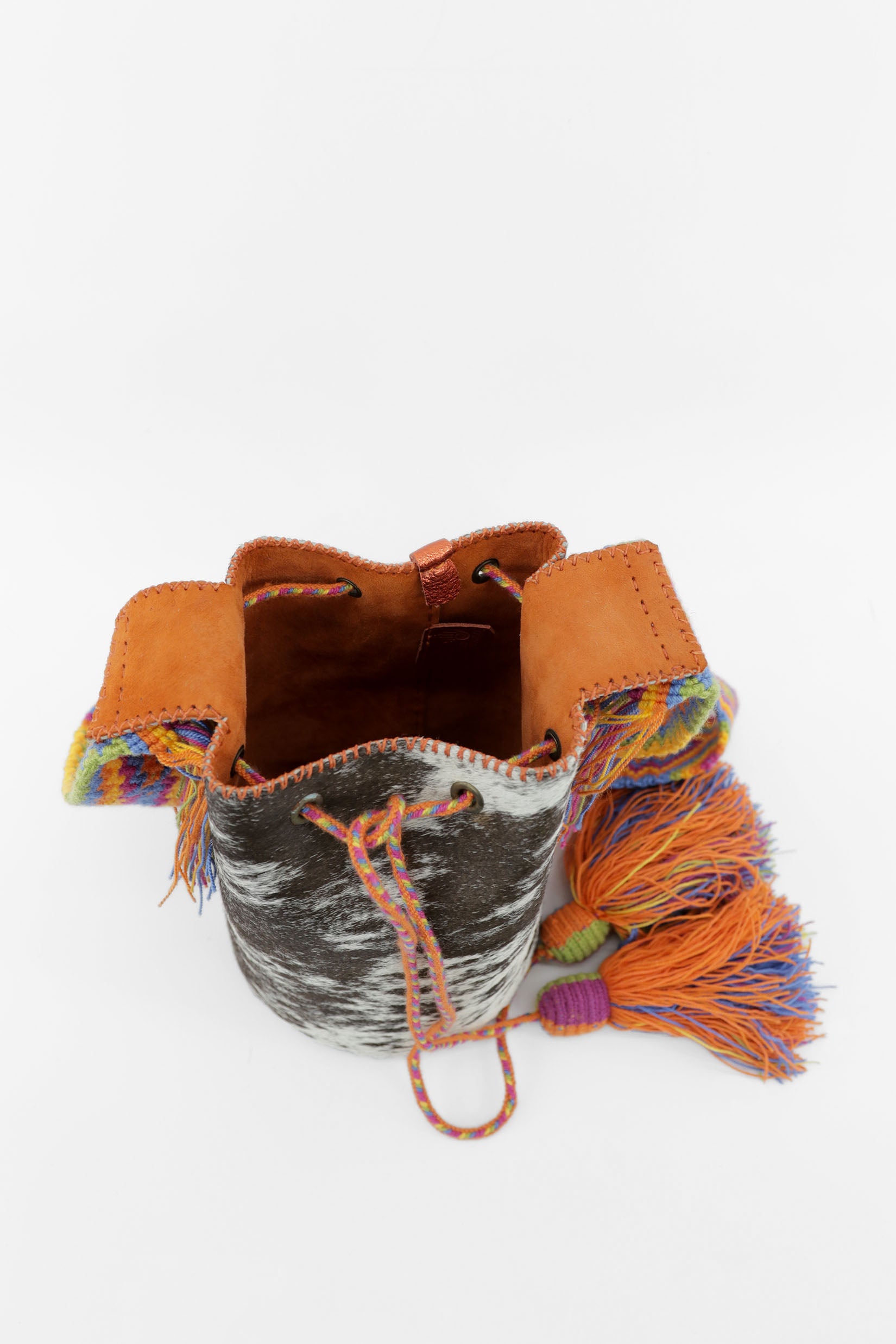 APÜNÜ BUCKET BAG SMALL FURRY / DRK TAUPE&WH - ORANGE #130008